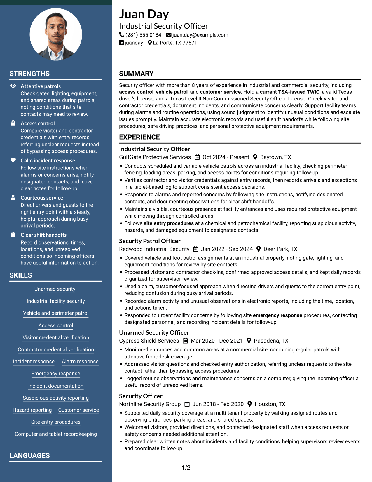 Resume example — page 1