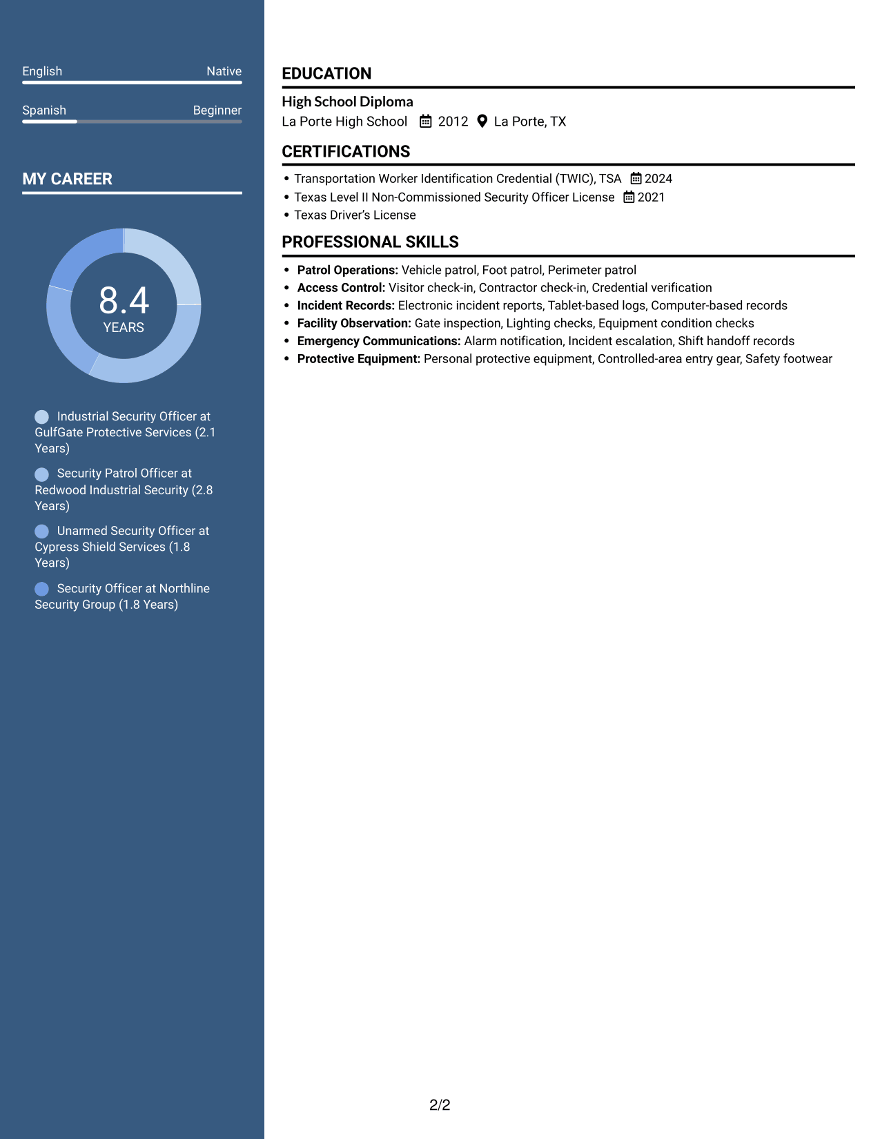 Resume example — page 2