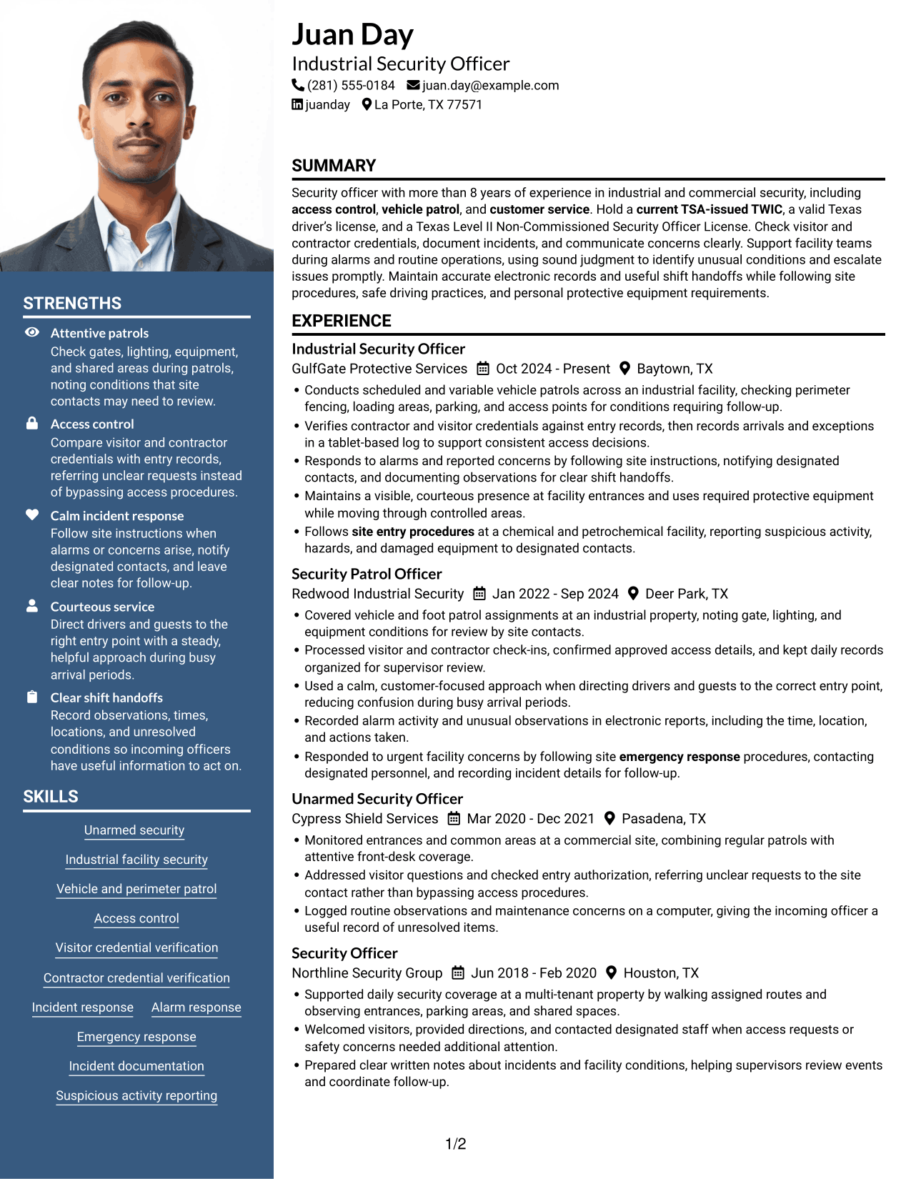 Resume example — page 1