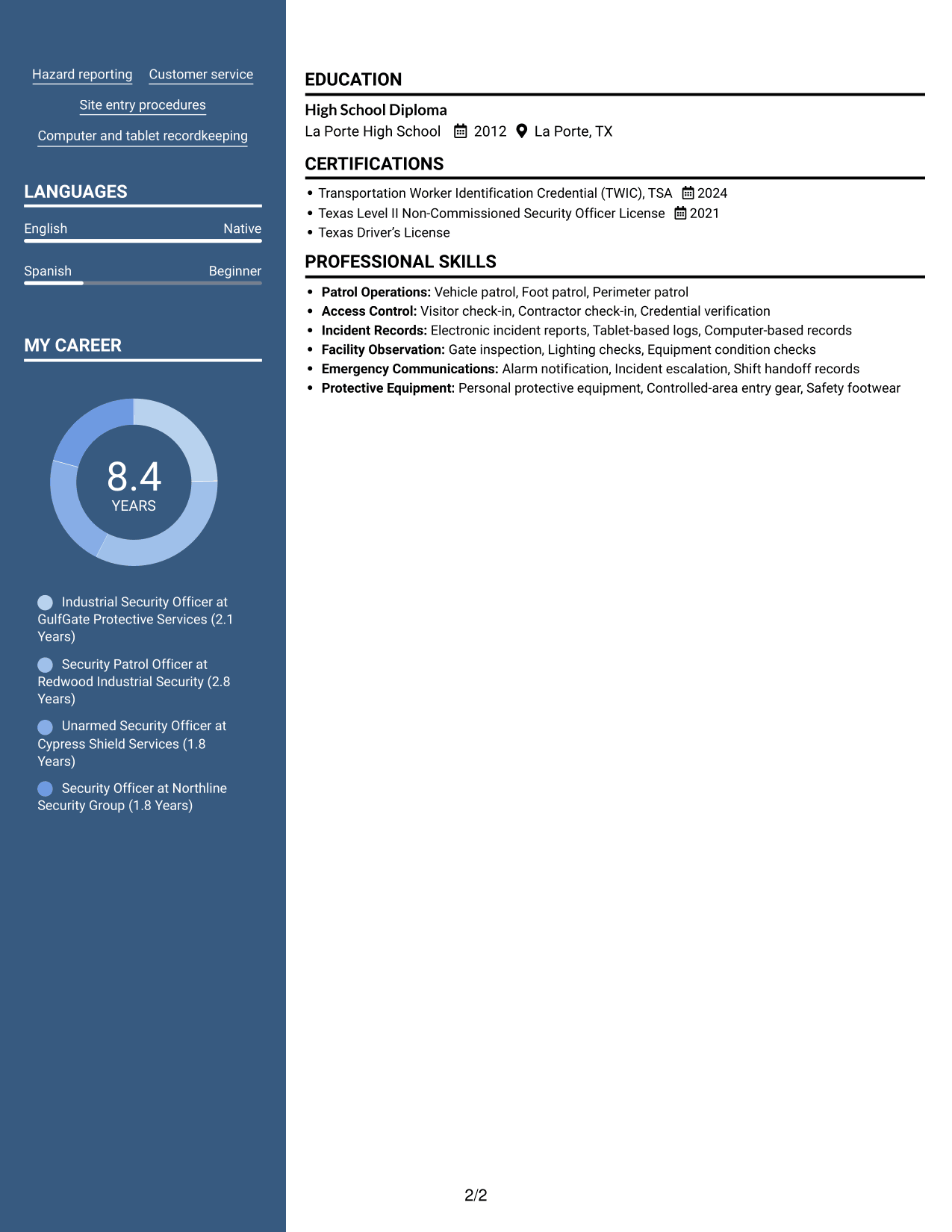 Resume example — page 2