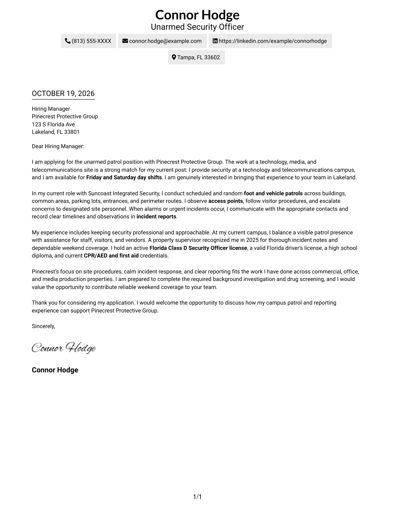 Cover letter example — page 1