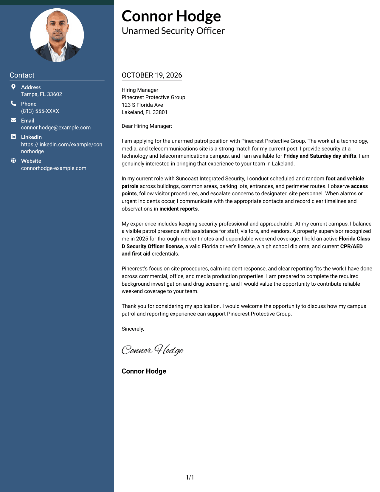 Cover letter example — page 1