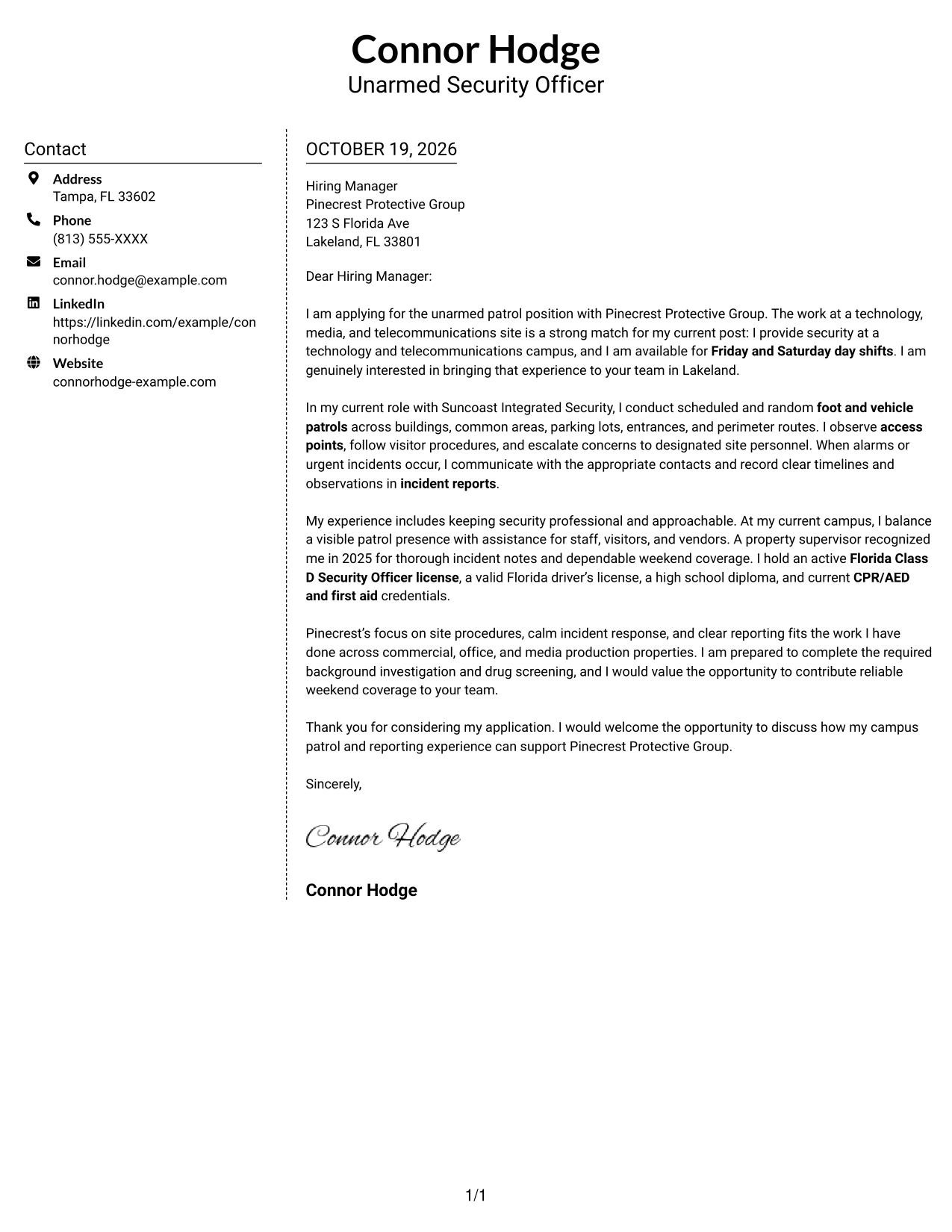 Cover letter example — page 1