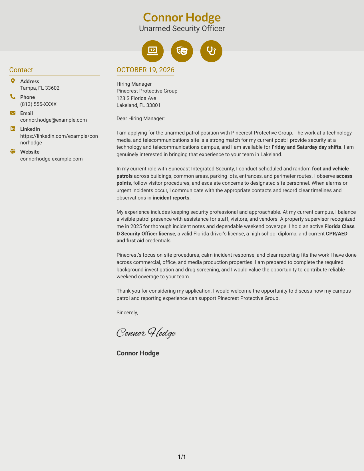 Cover letter example — page 1