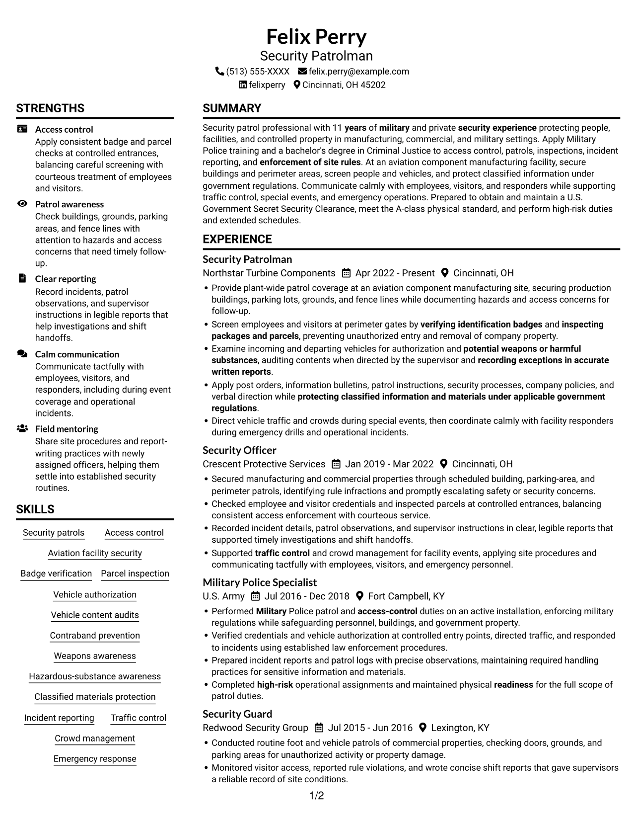 Resume example — page 1