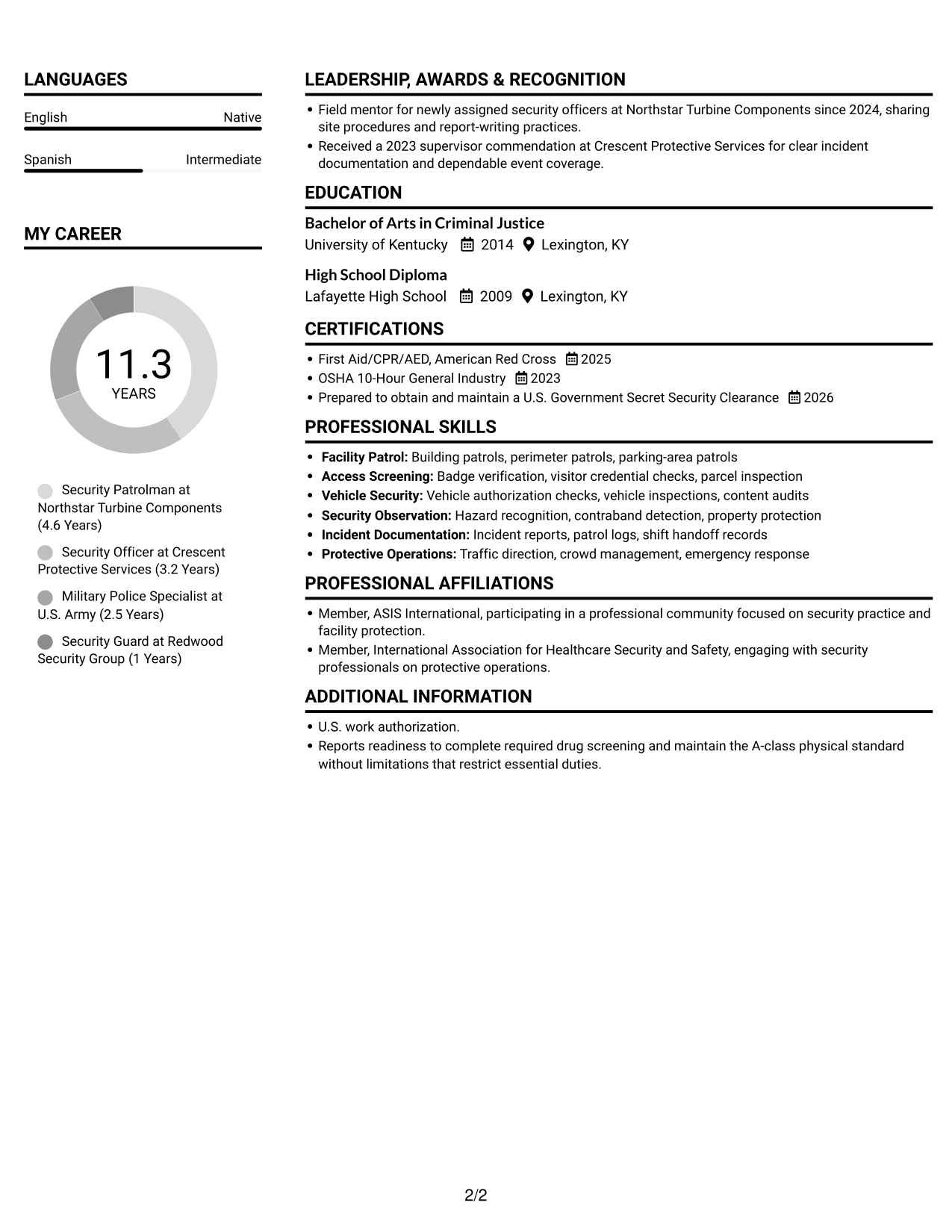 Resume example — page 2