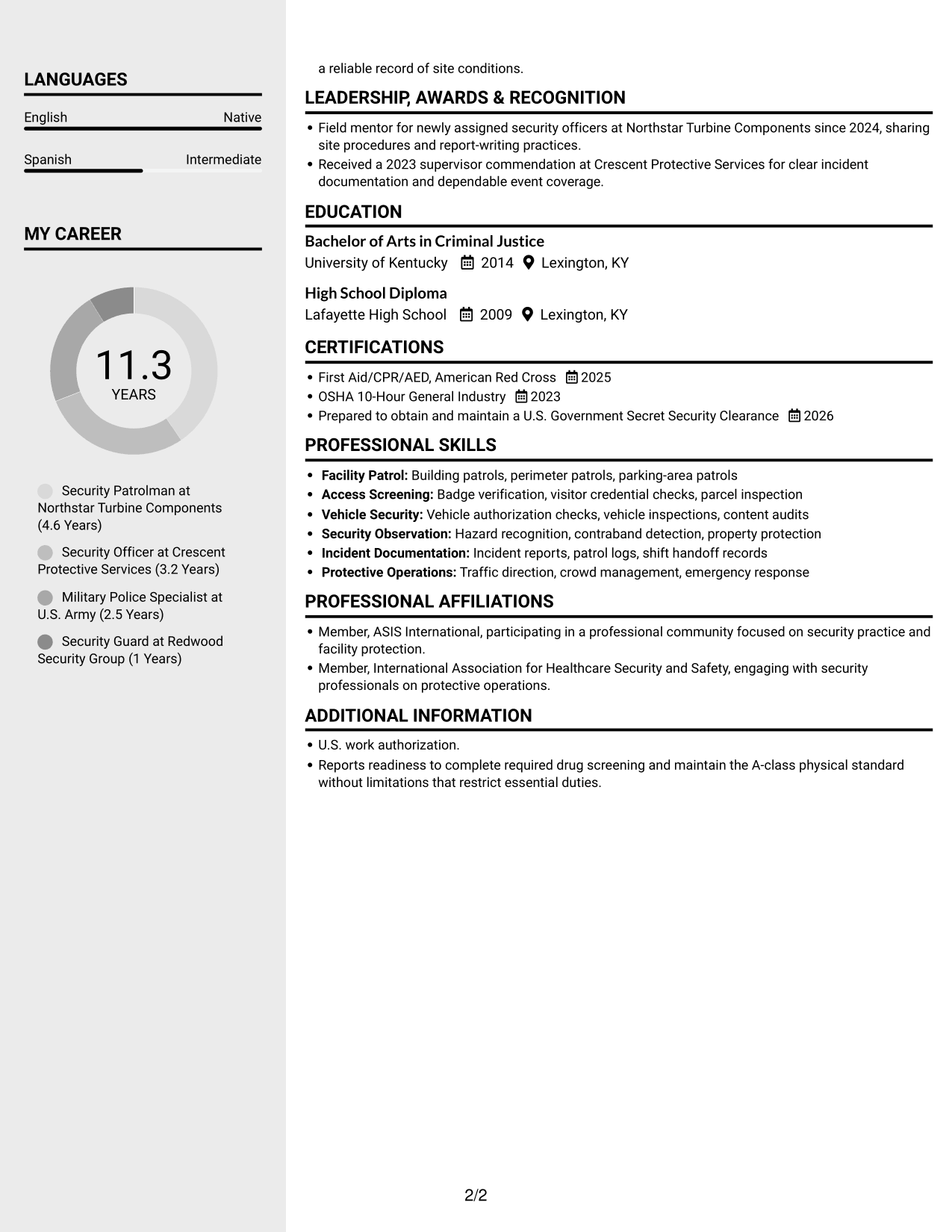 Resume example — page 2