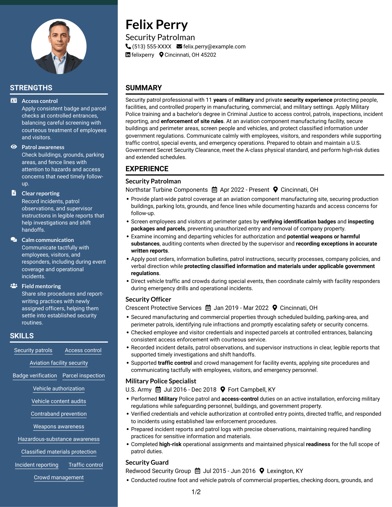 Resume example — page 1