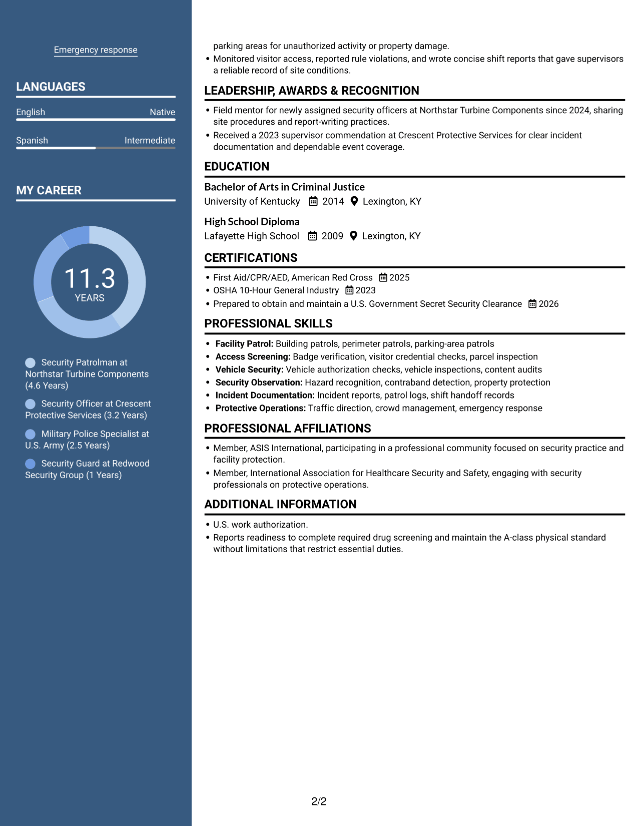Resume example — page 2