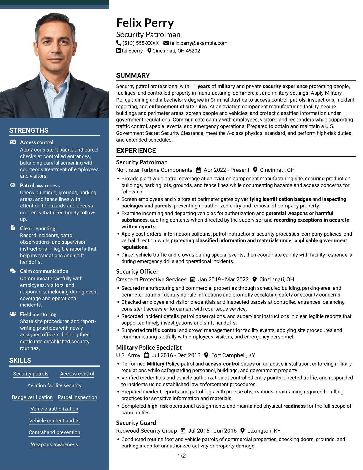 Resume example — page 1
