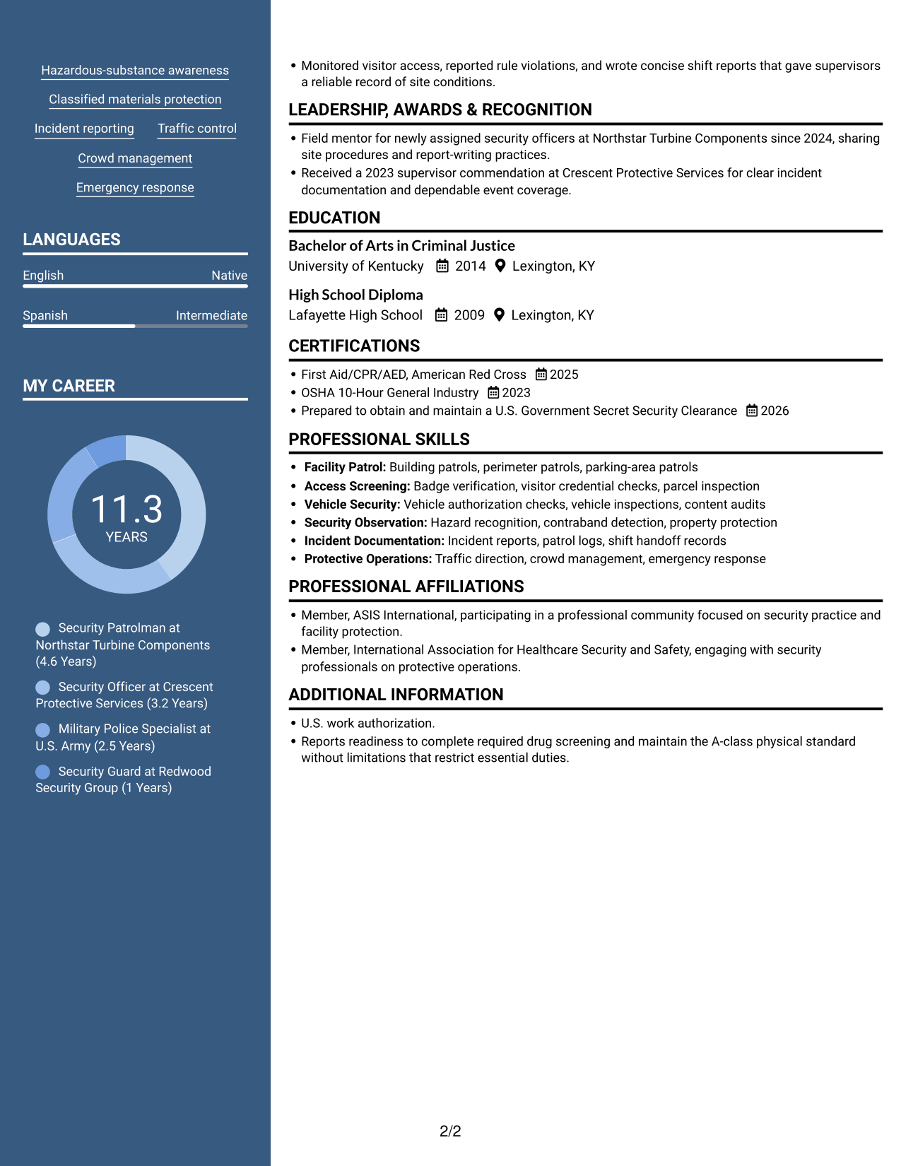 Resume example — page 2