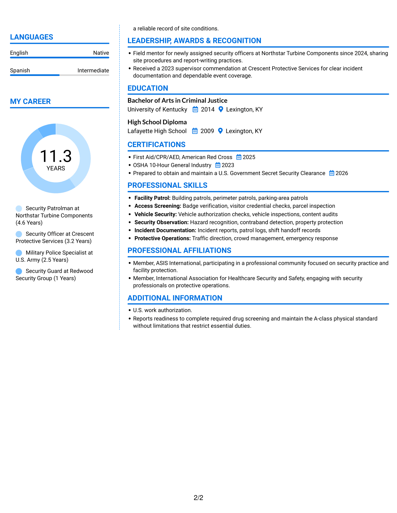Resume example — page 2