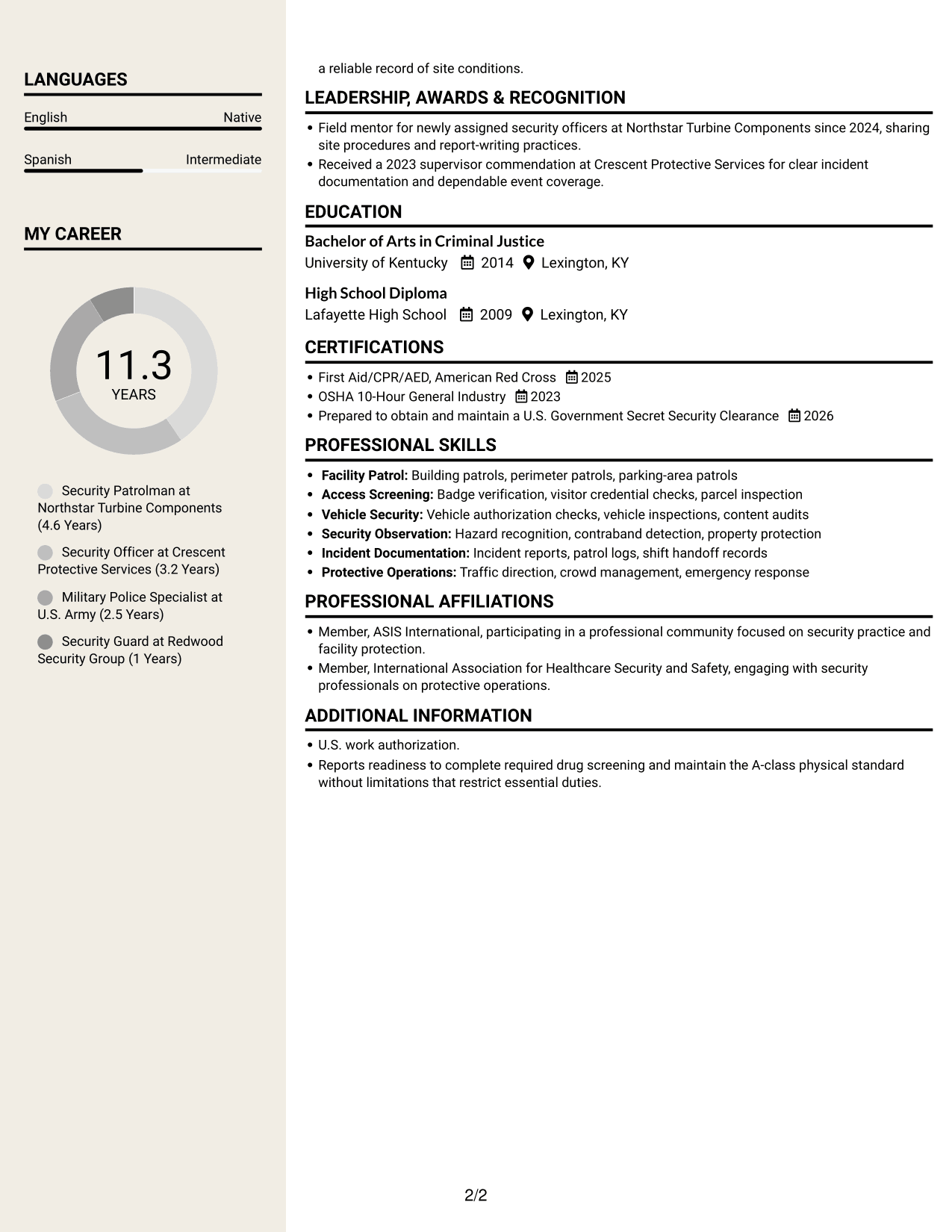 Resume example — page 2