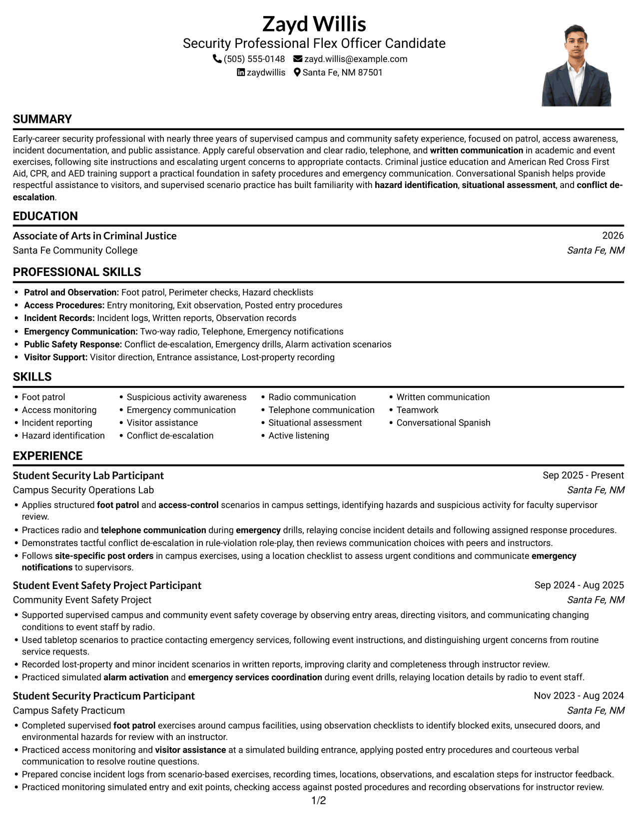 Resume example — page 1