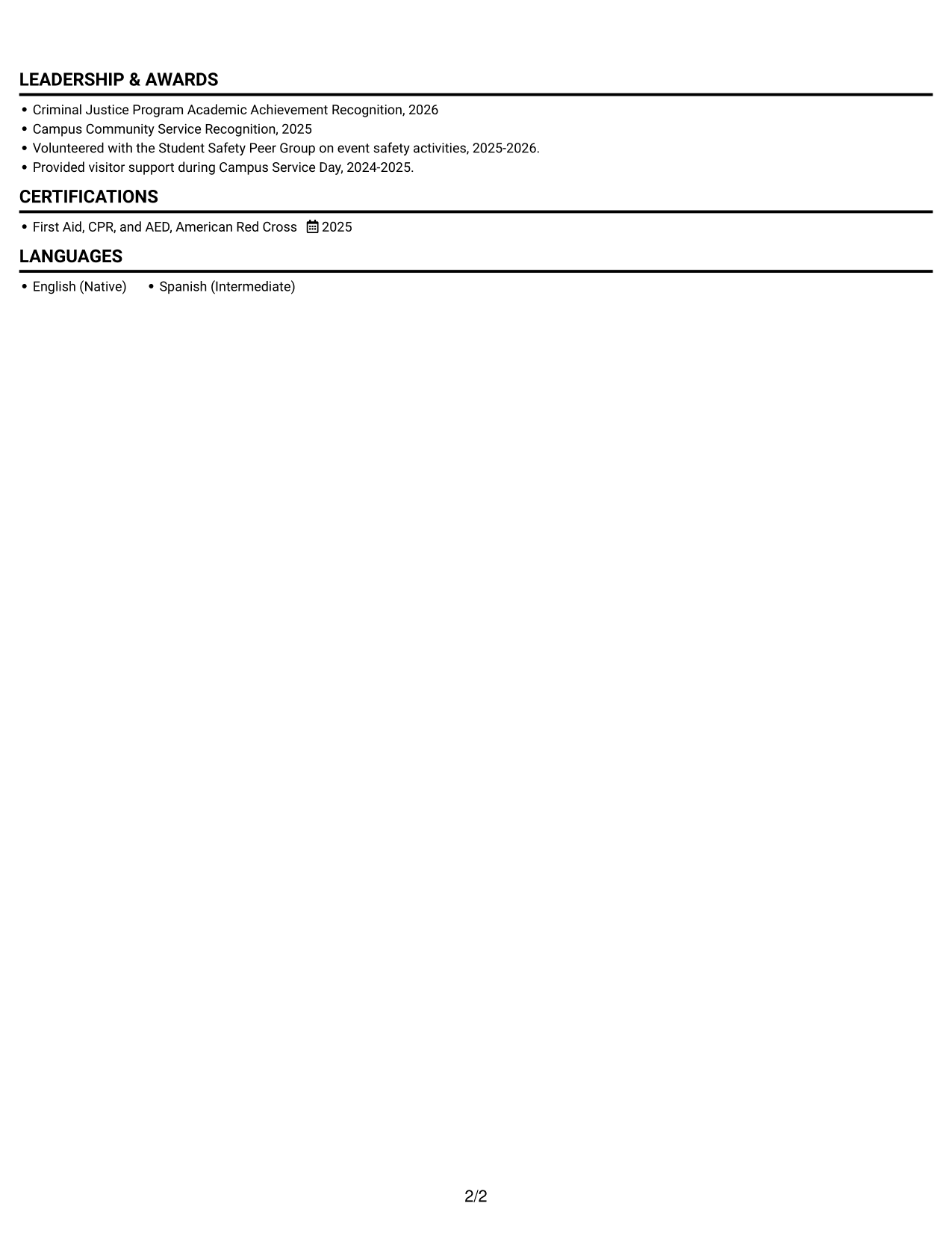 Resume example — page 2