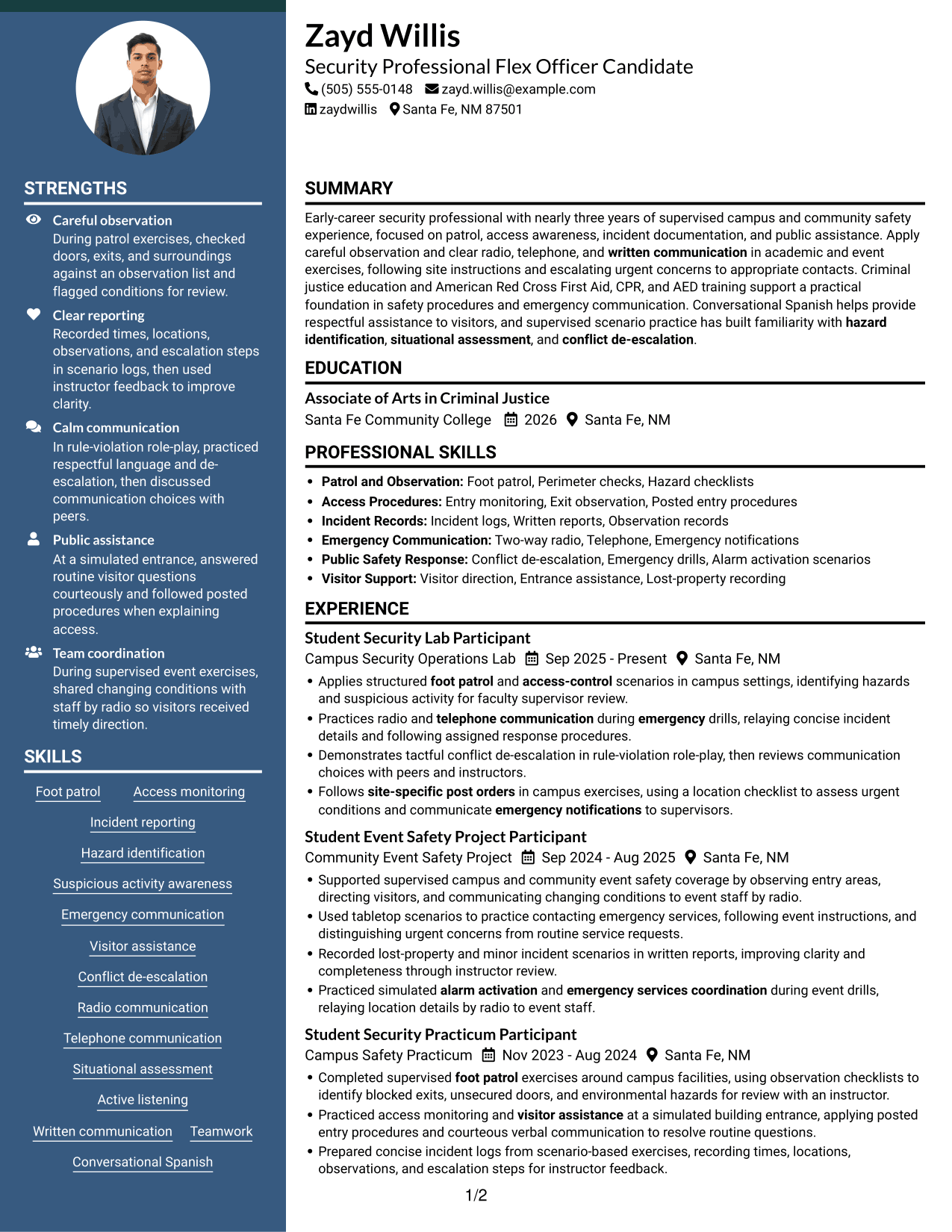 Resume example — page 1