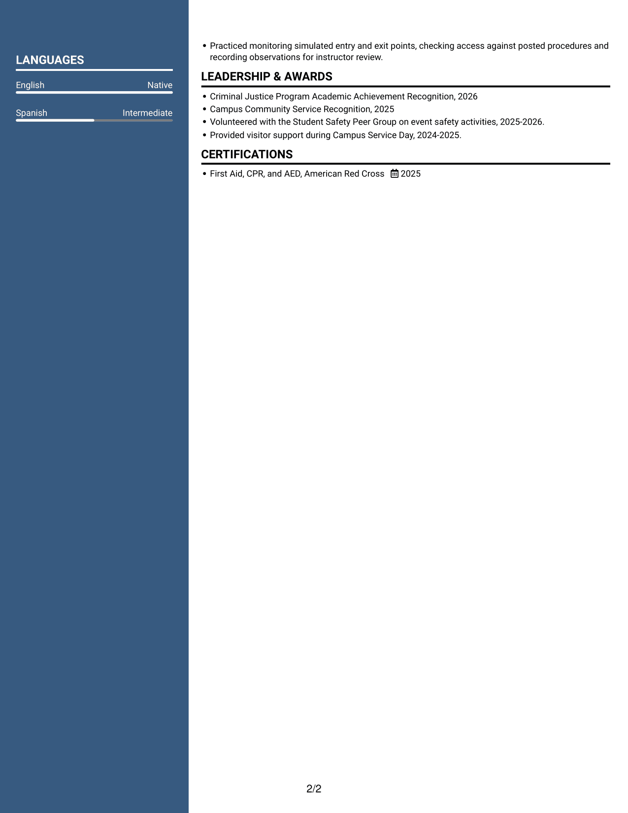 Resume example — page 2