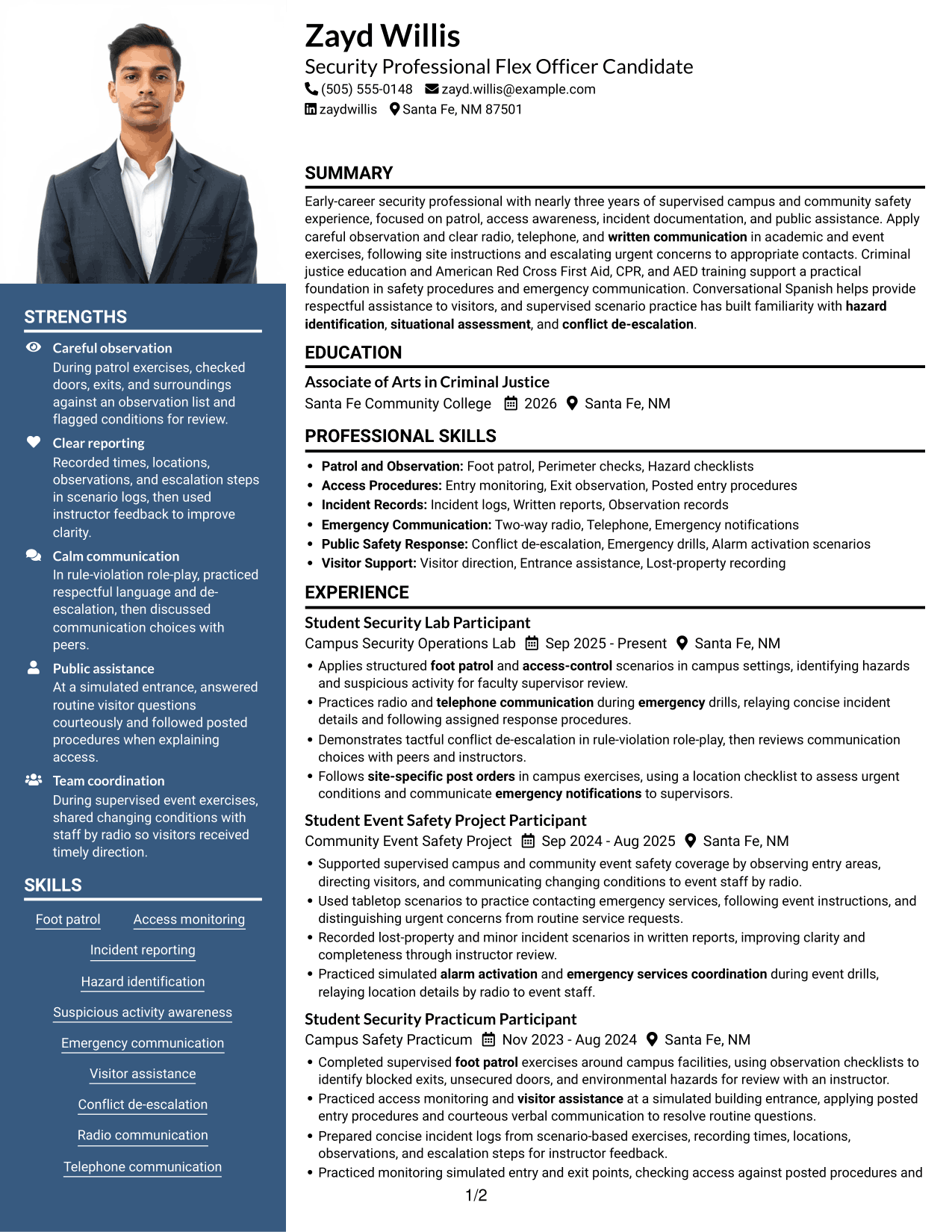 Resume example — page 1