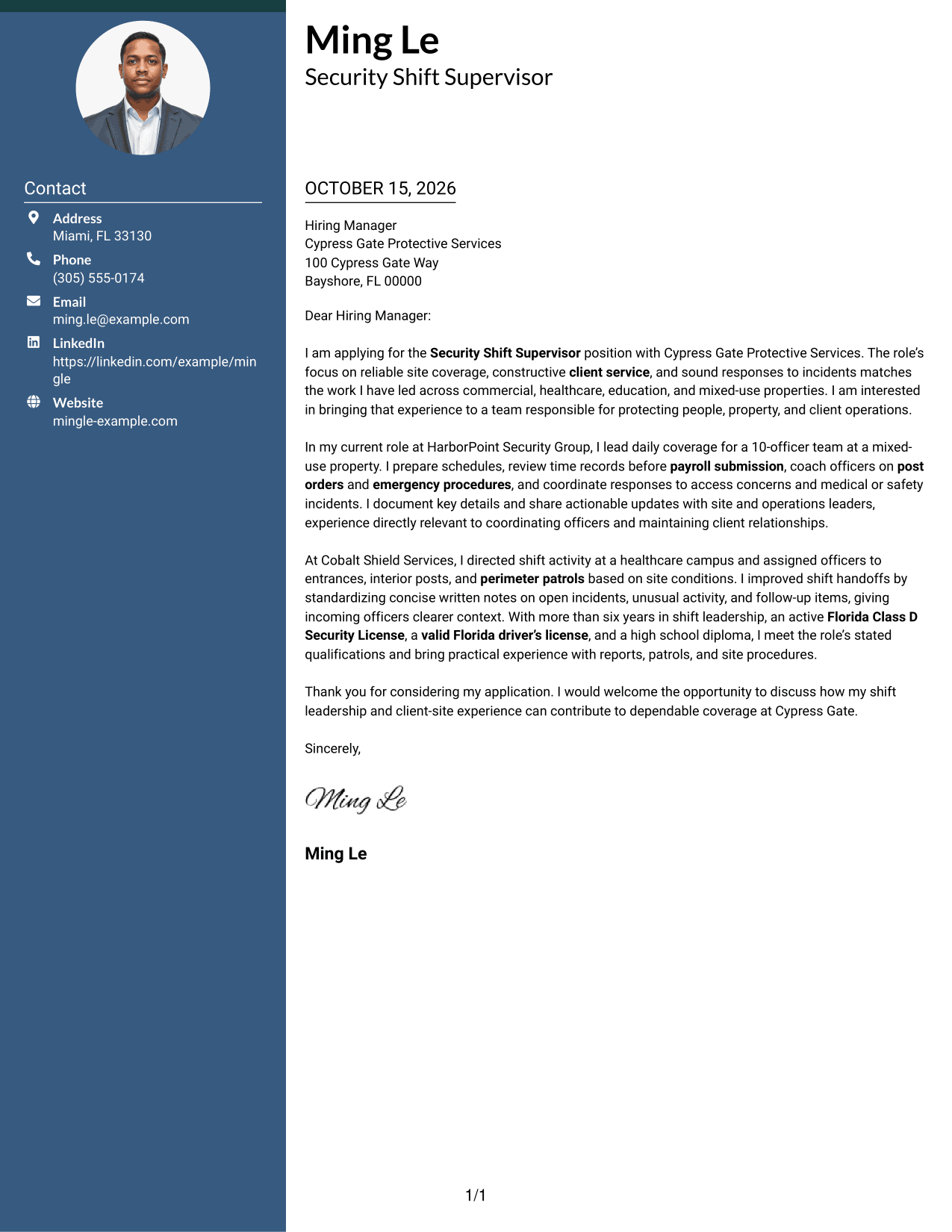 Cover letter example — page 1