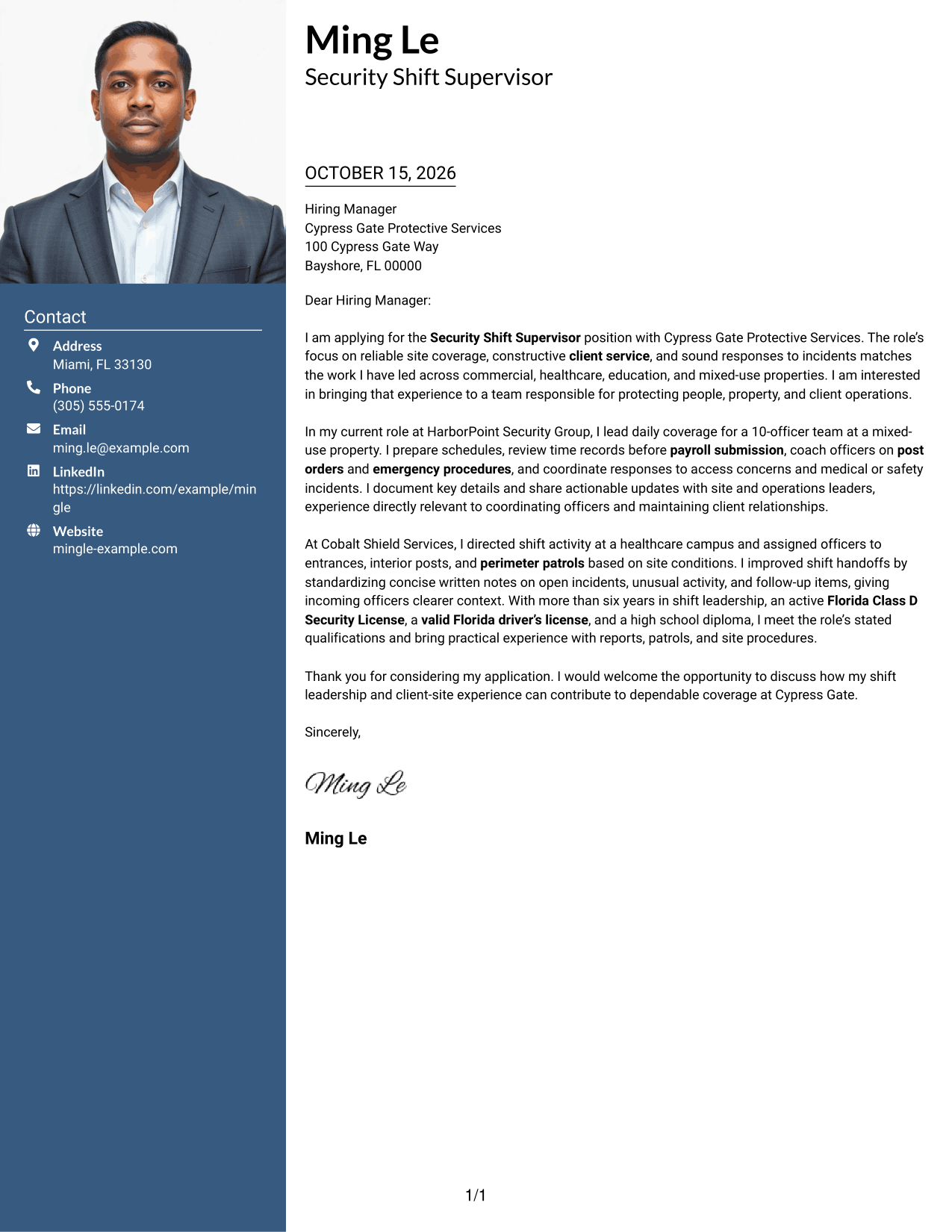 Cover letter example — page 1