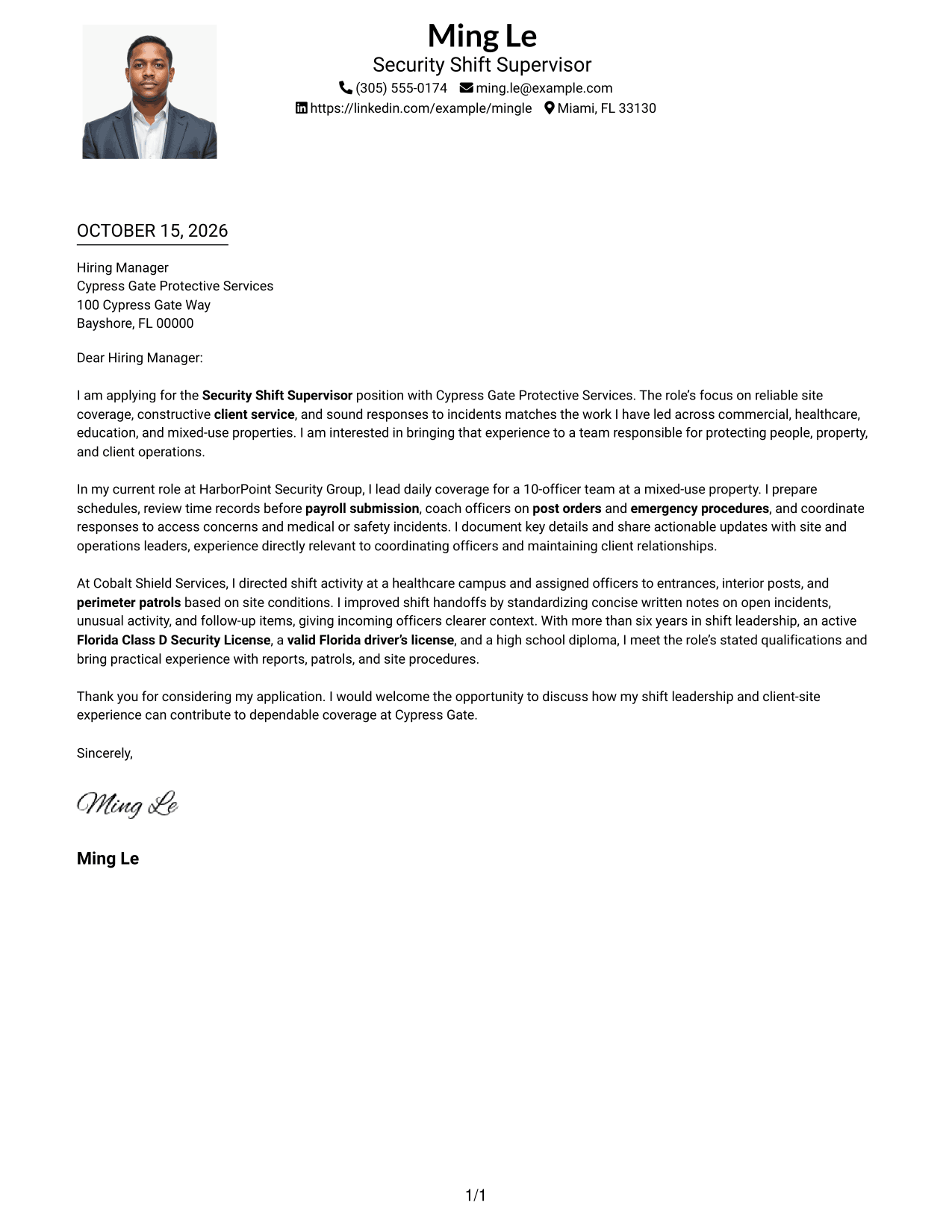 Cover letter example — page 1