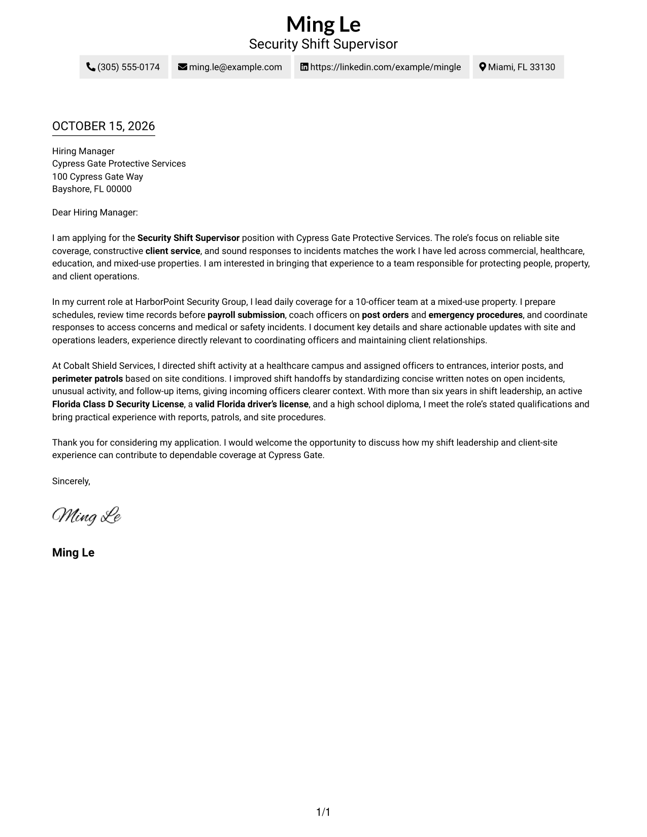 Cover letter example — page 1