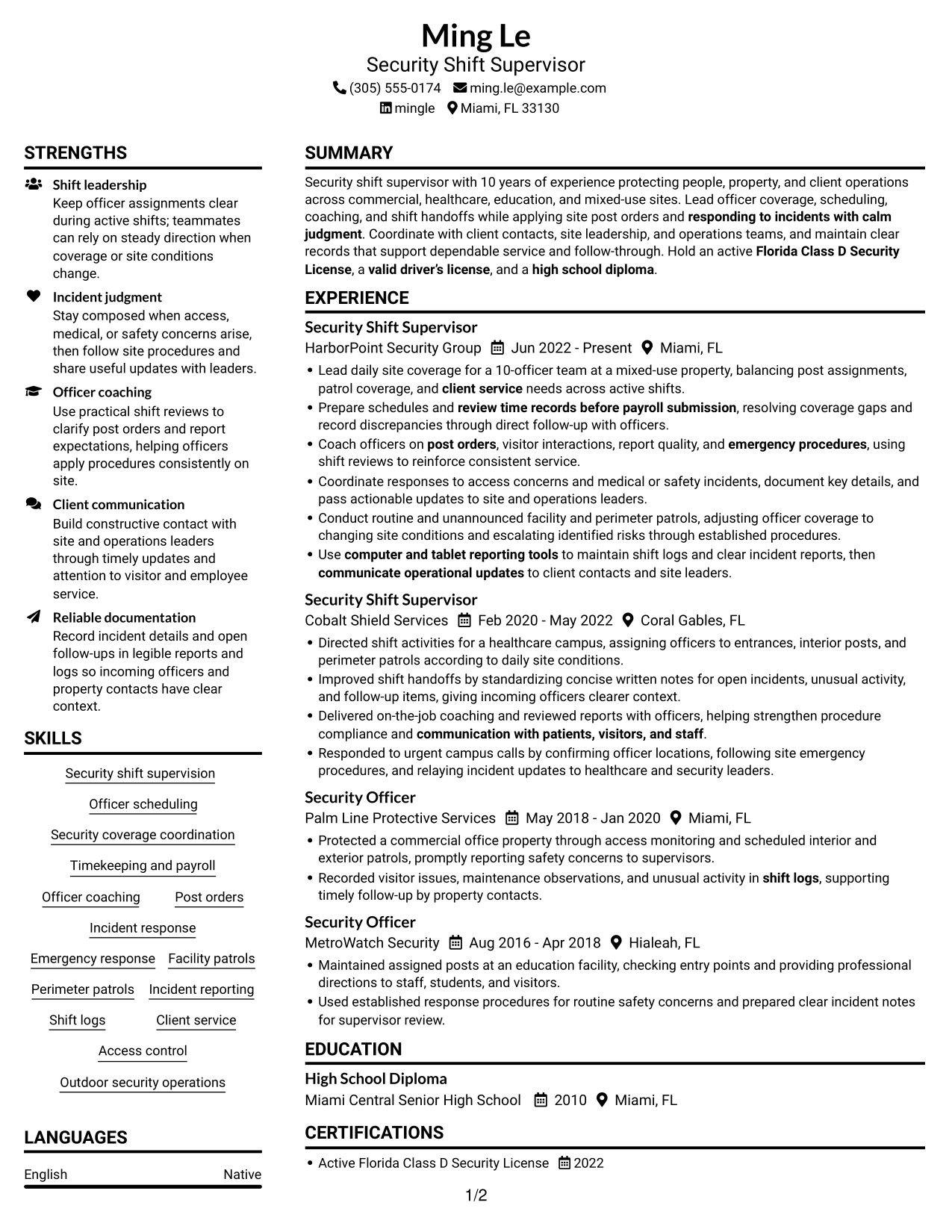 Resume example — page 1