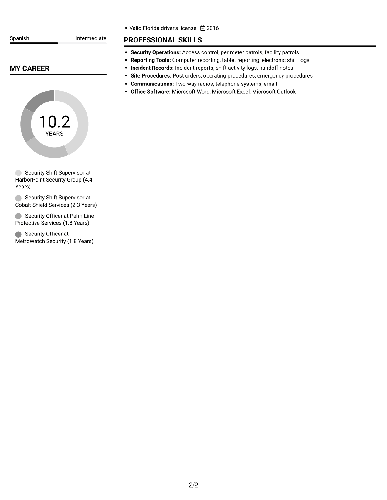 Resume example — page 2