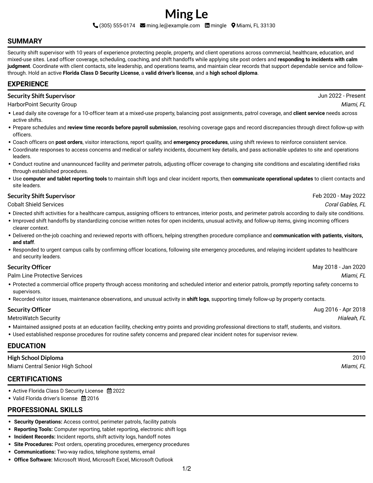 Resume example — page 1