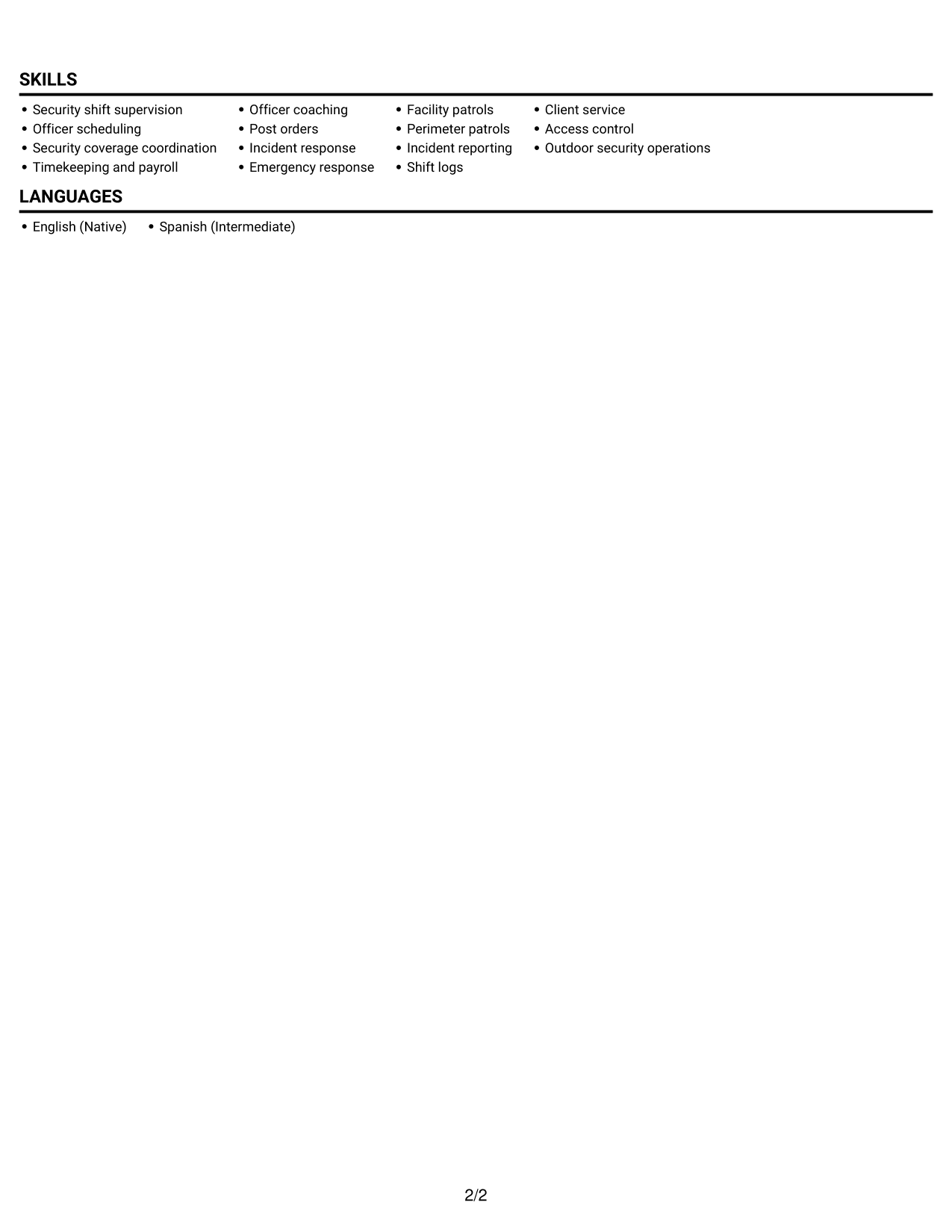 Resume example — page 2