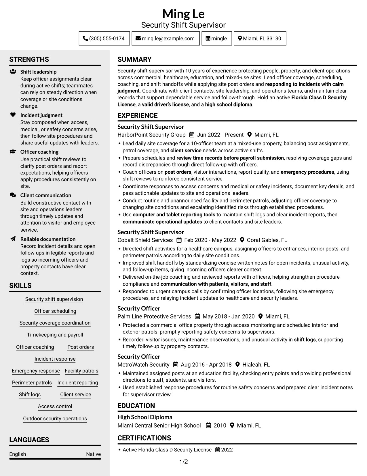 Resume example — page 1