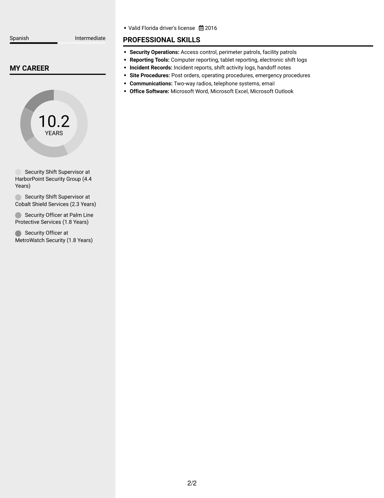 Resume example — page 2