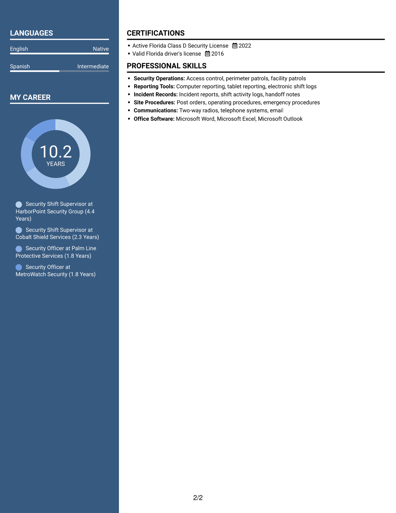 Resume example — page 2