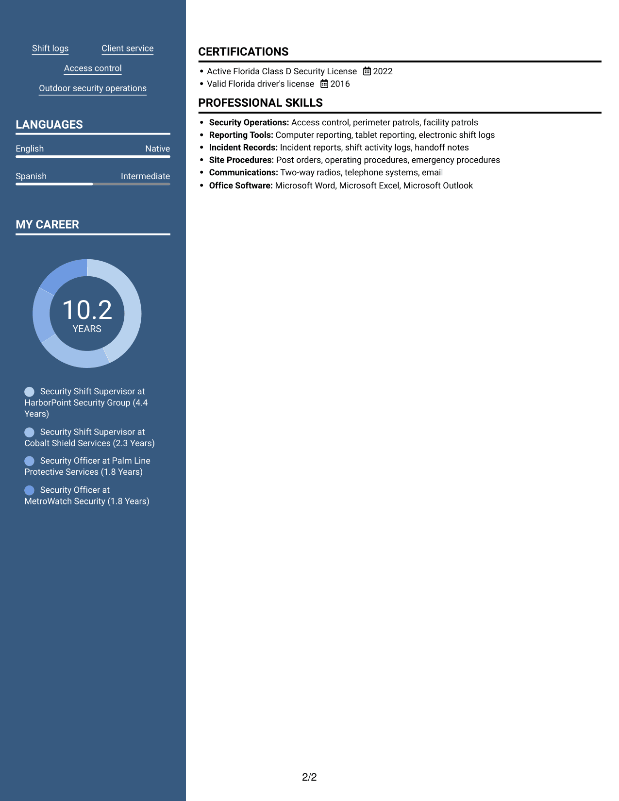 Resume example — page 2