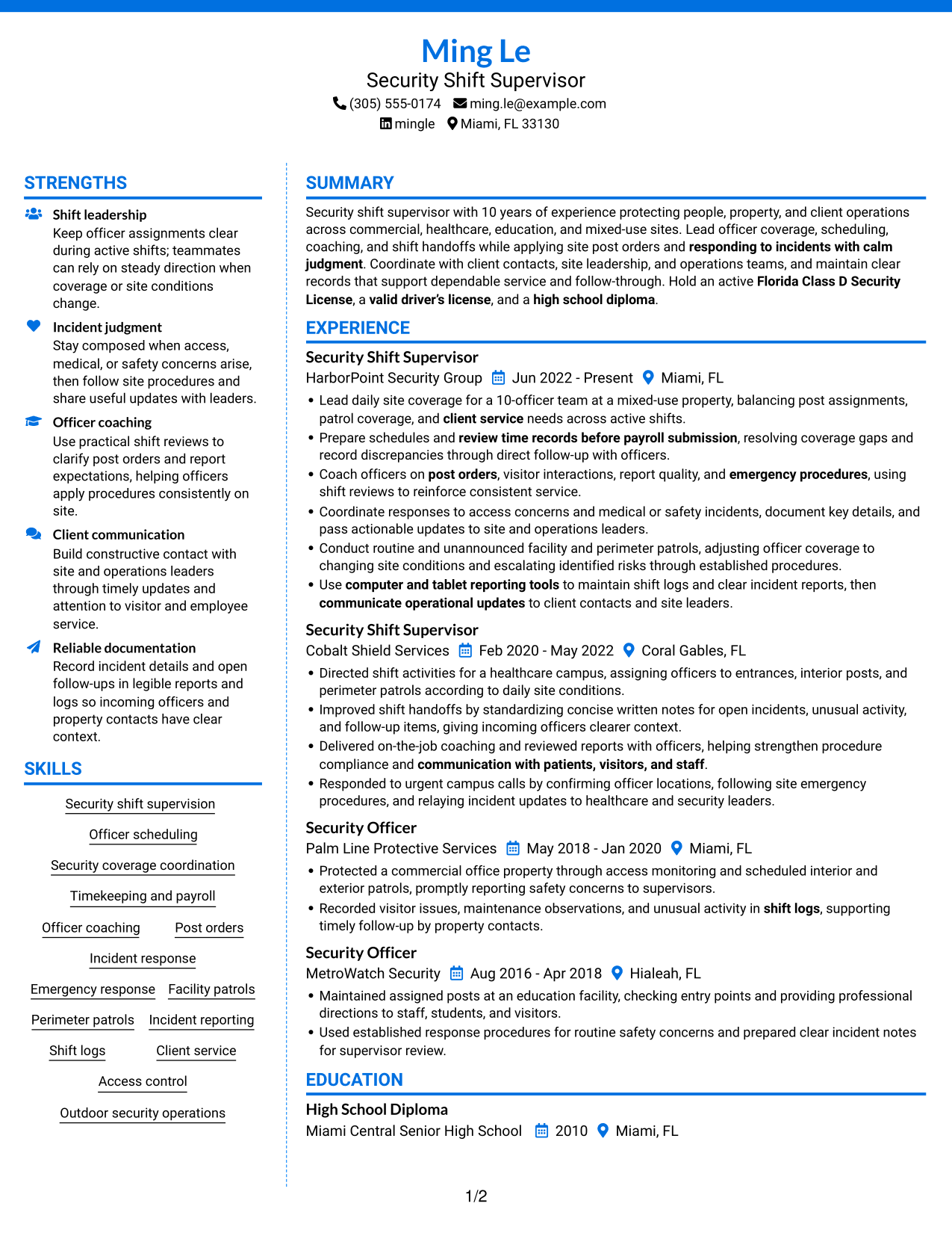 Resume example — page 1