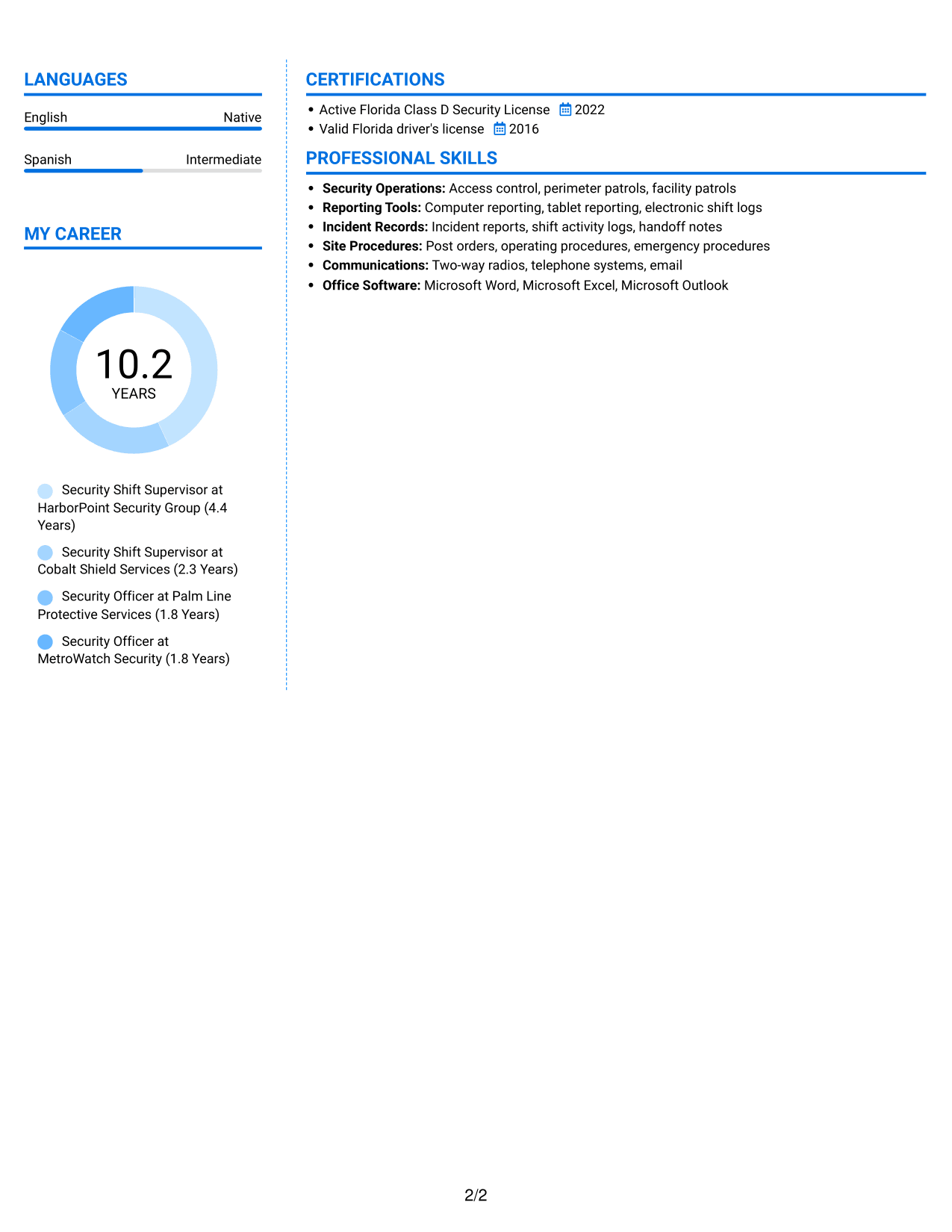 Resume example — page 2