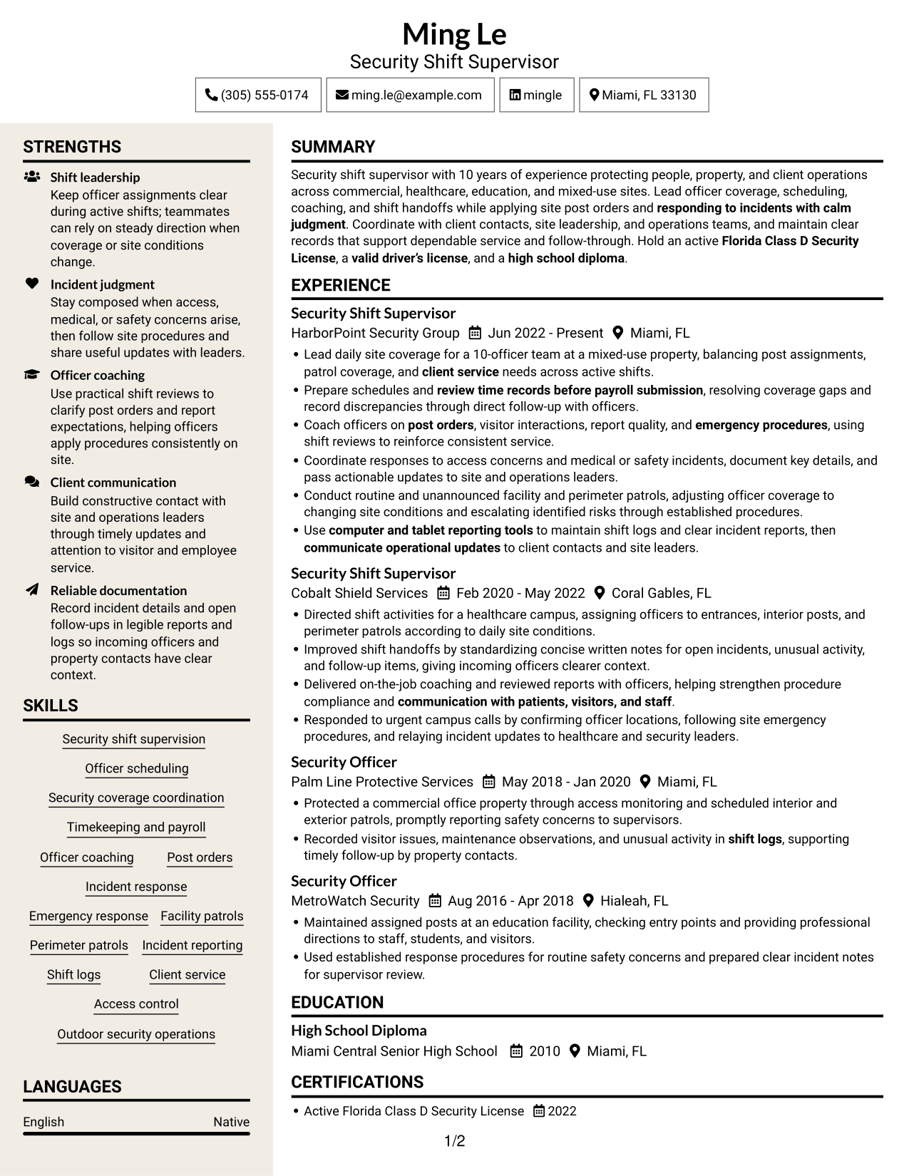 Resume example — page 1