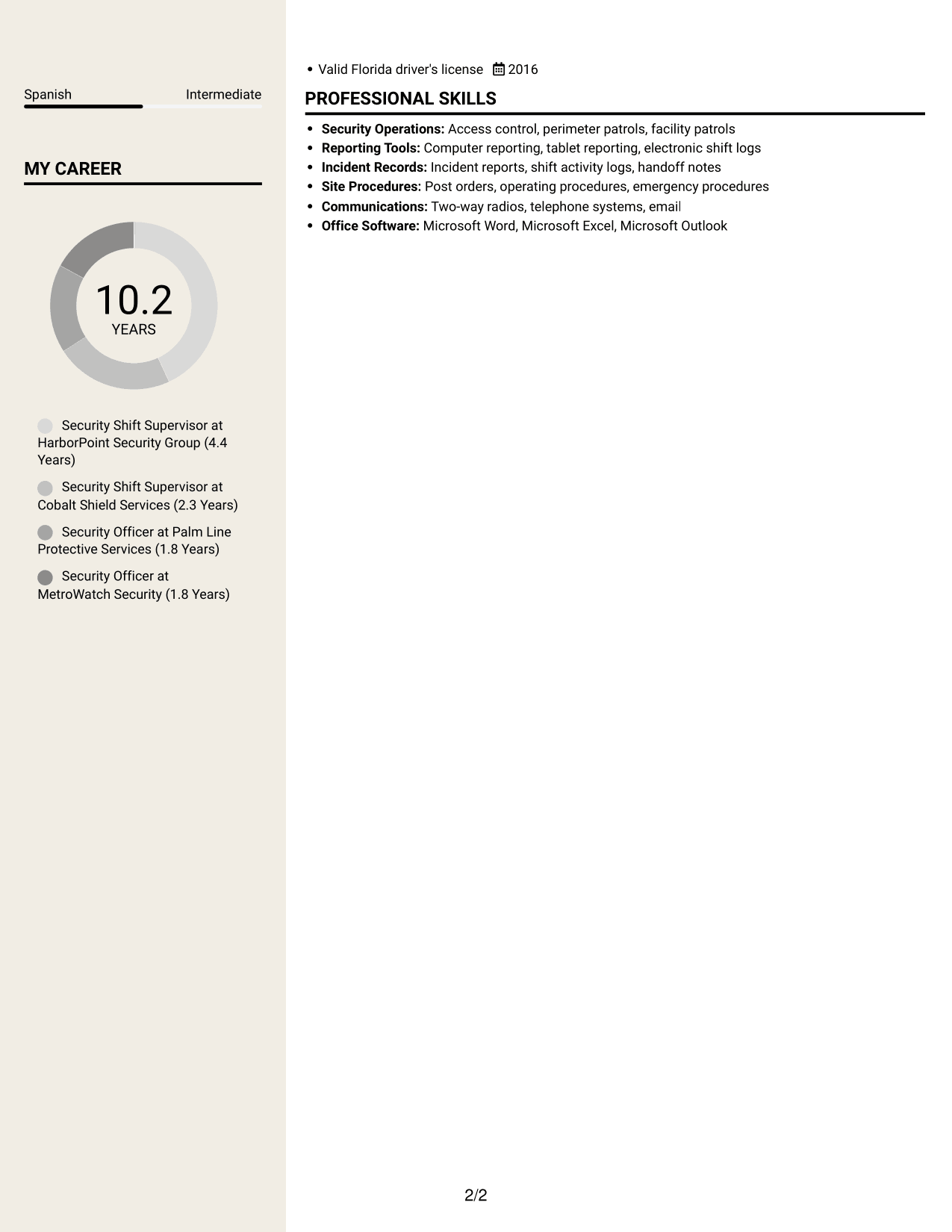 Resume example — page 2