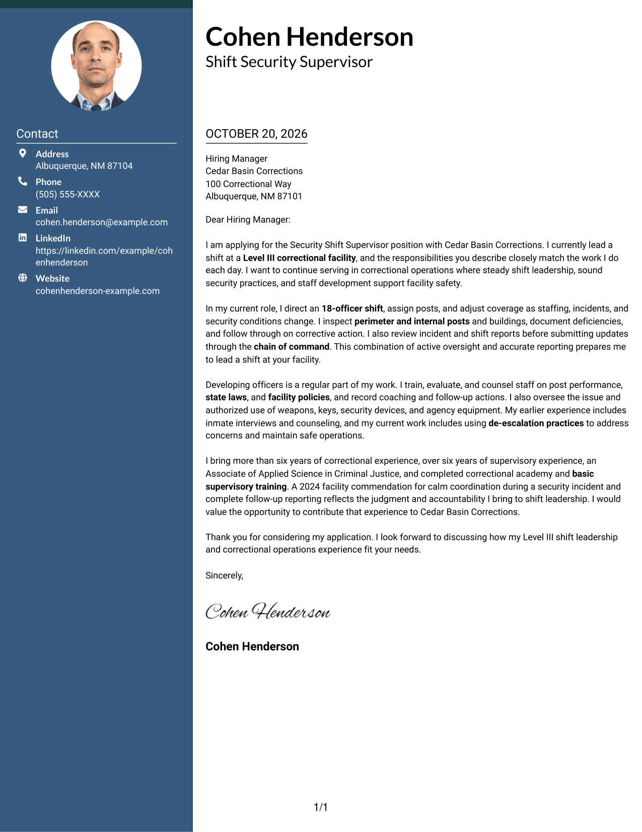 Cover letter example — page 1