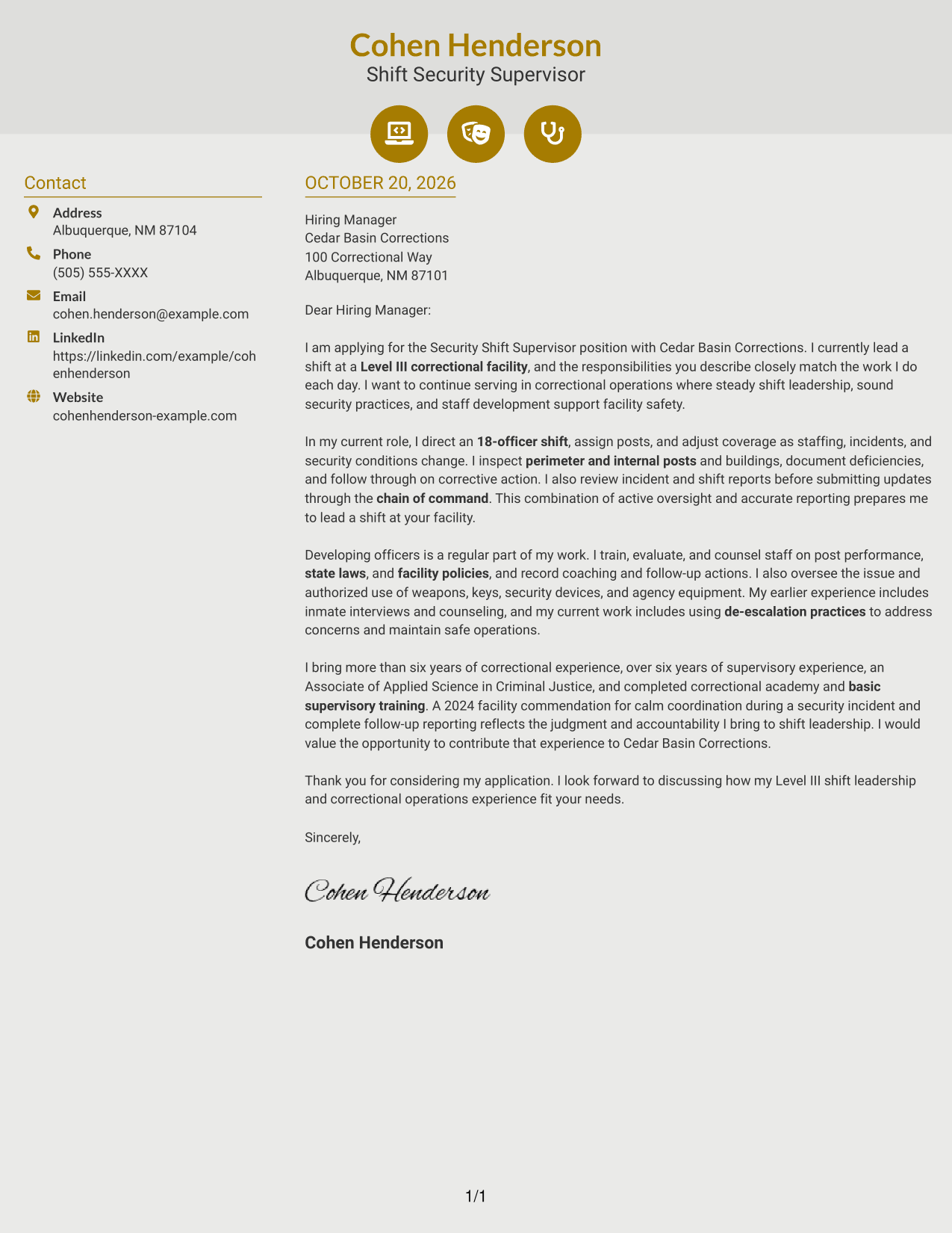 Cover letter example — page 1