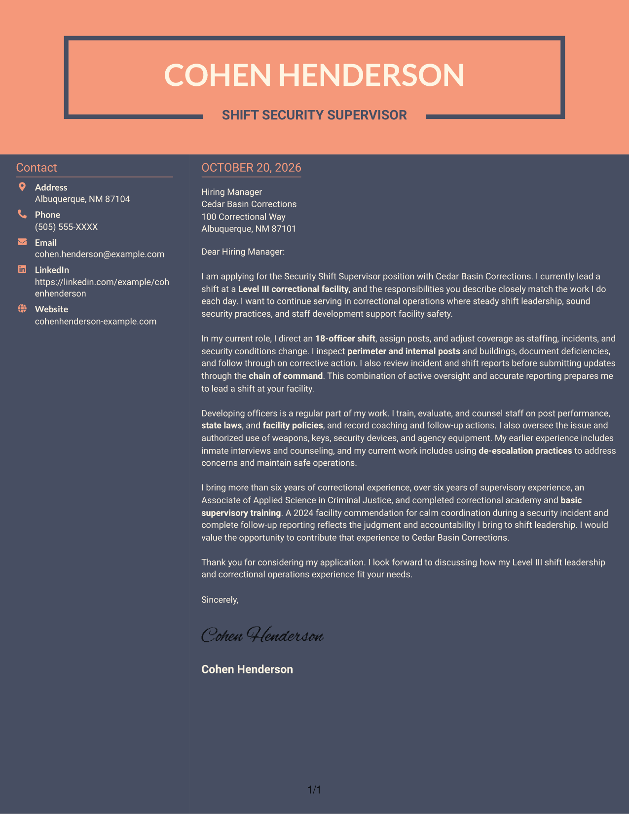 Cover letter example — page 1