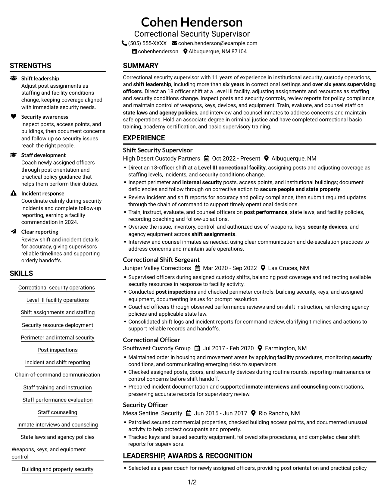 Resume example — page 1