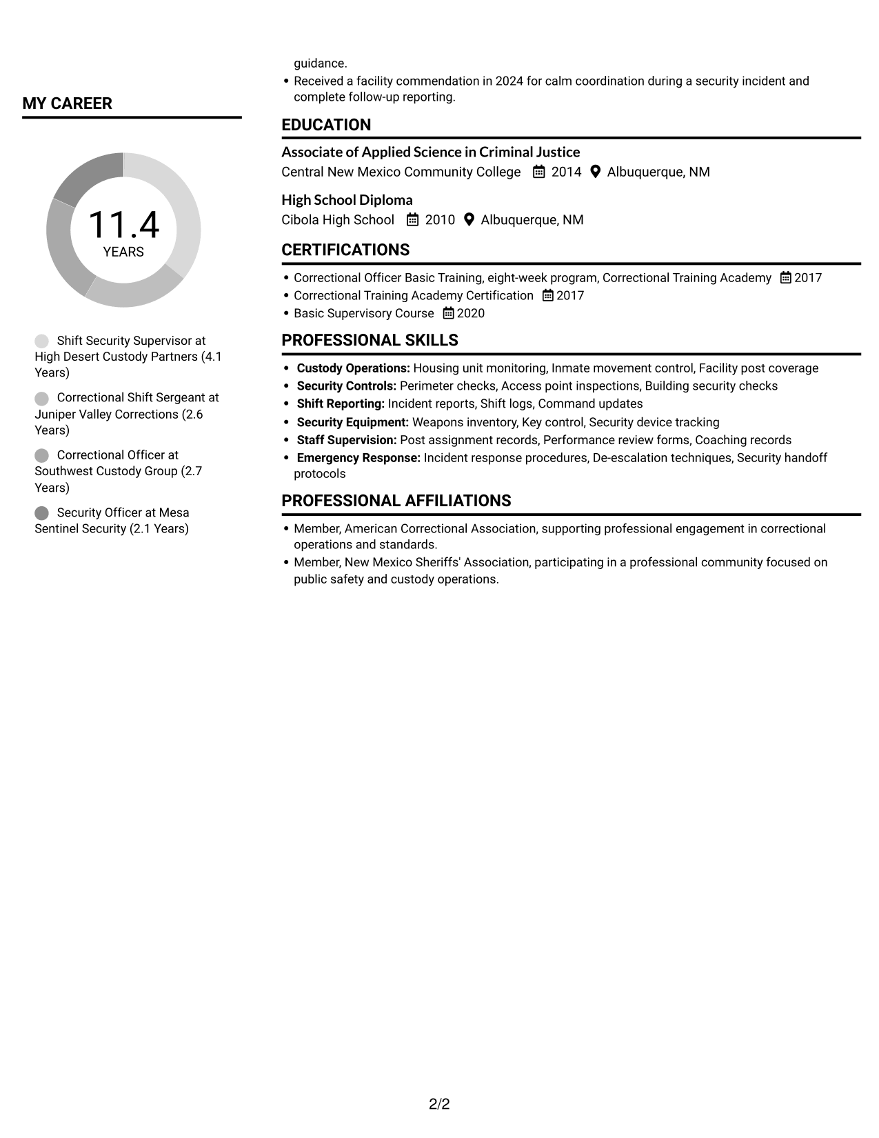 Resume example — page 2