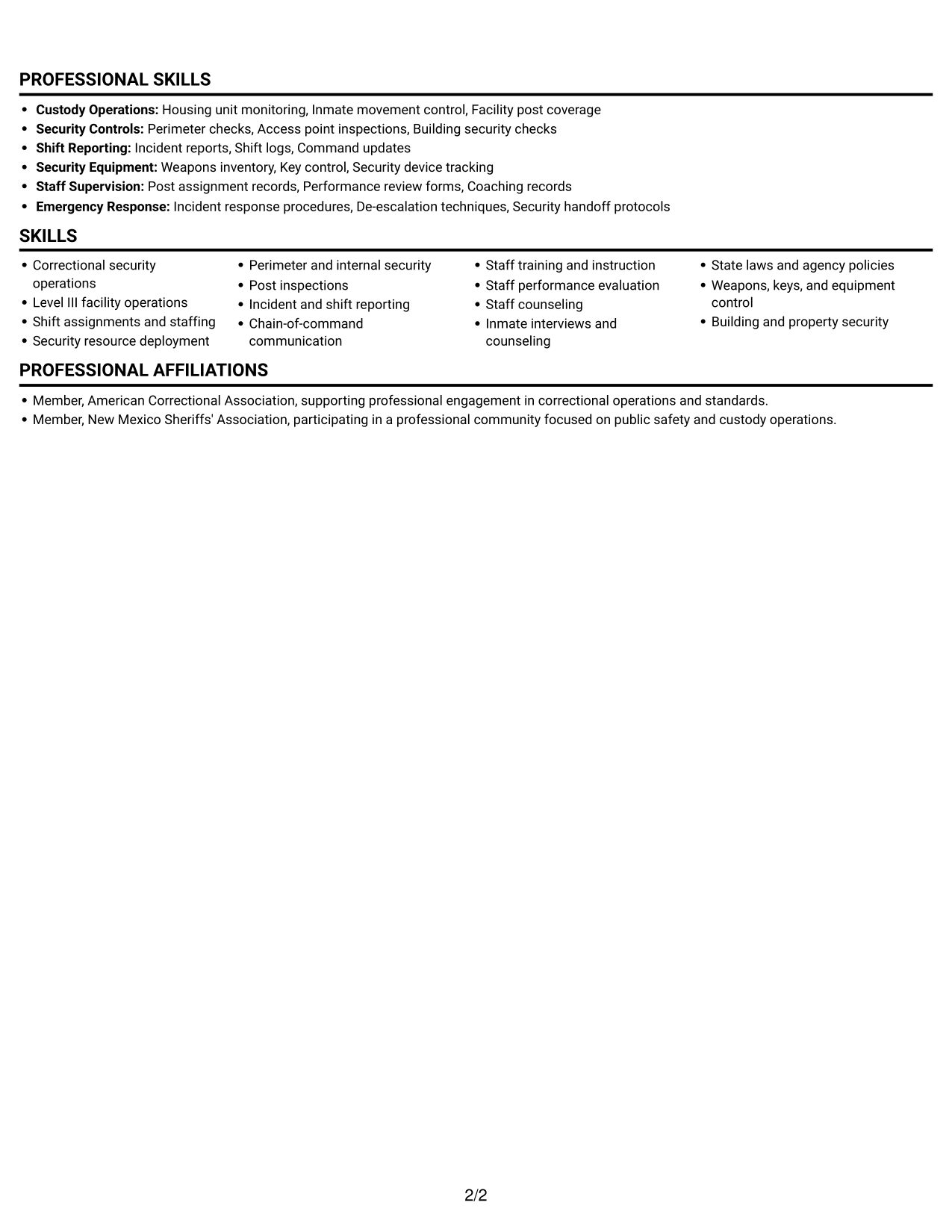 Resume example — page 2