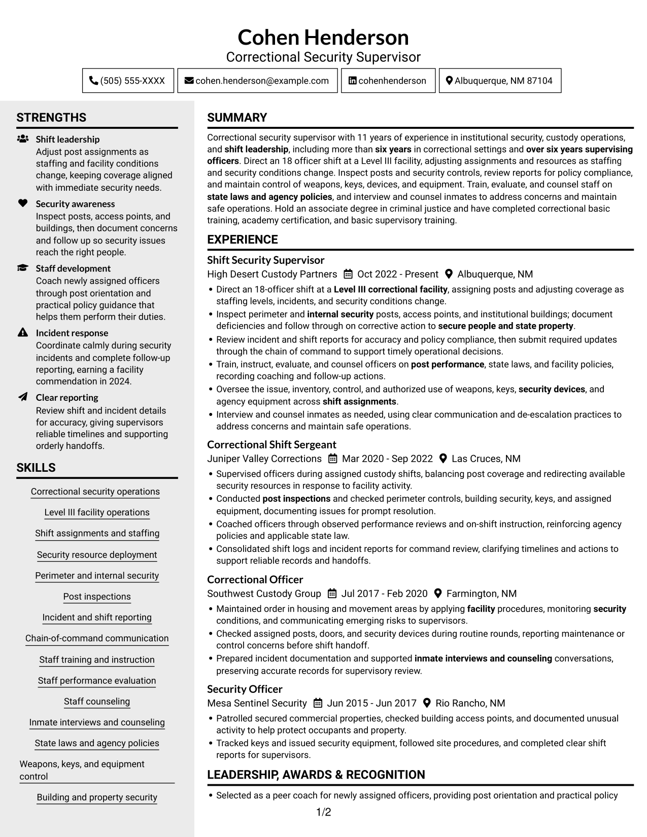 Resume example — page 1