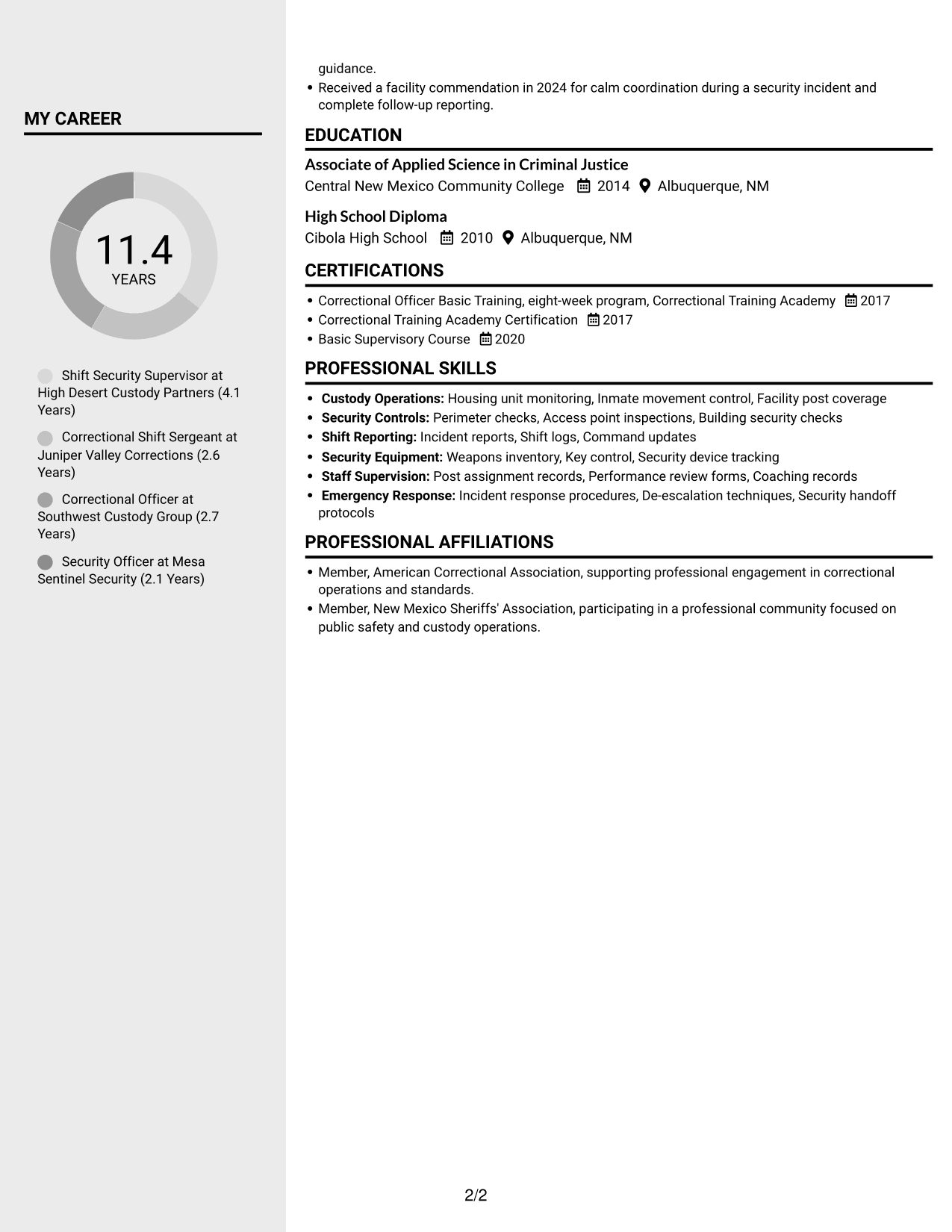 Resume example — page 2