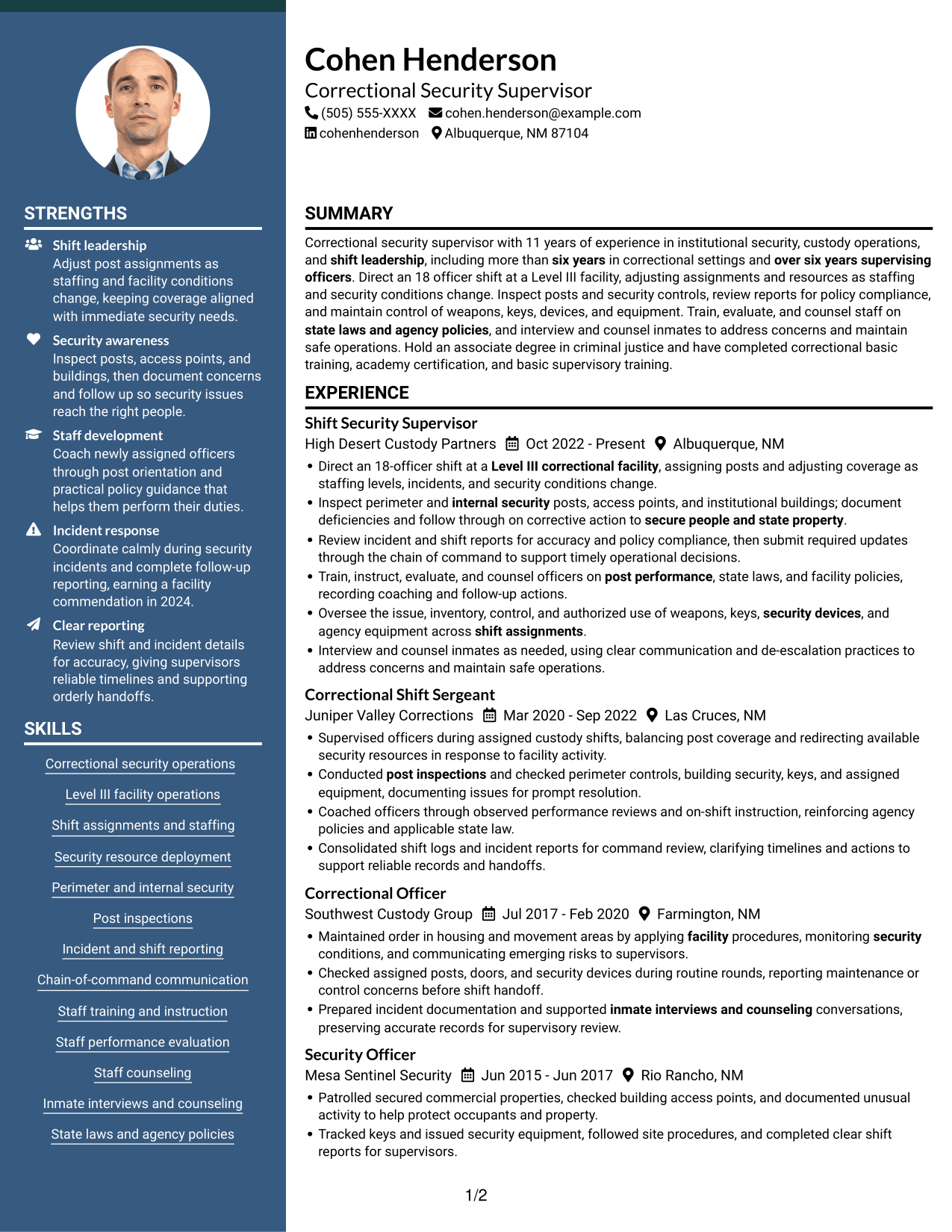 Resume example — page 1