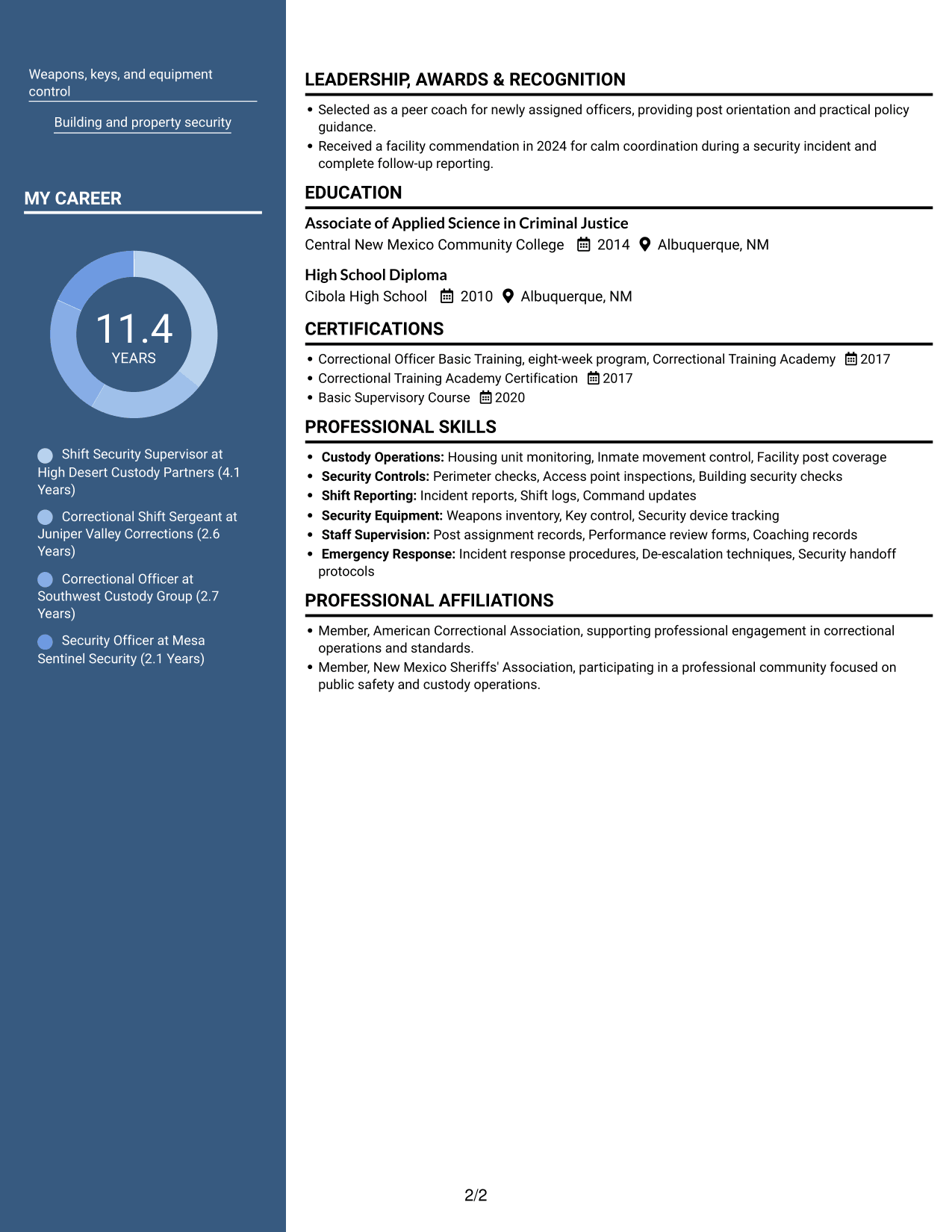 Resume example — page 2