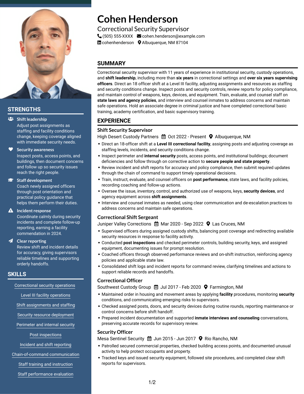 Resume example — page 1