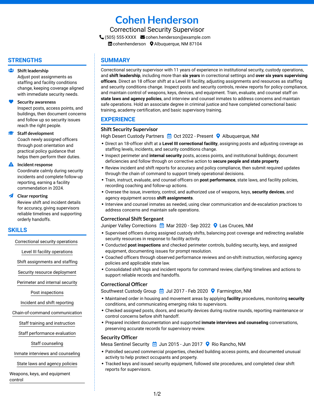 Resume example — page 1